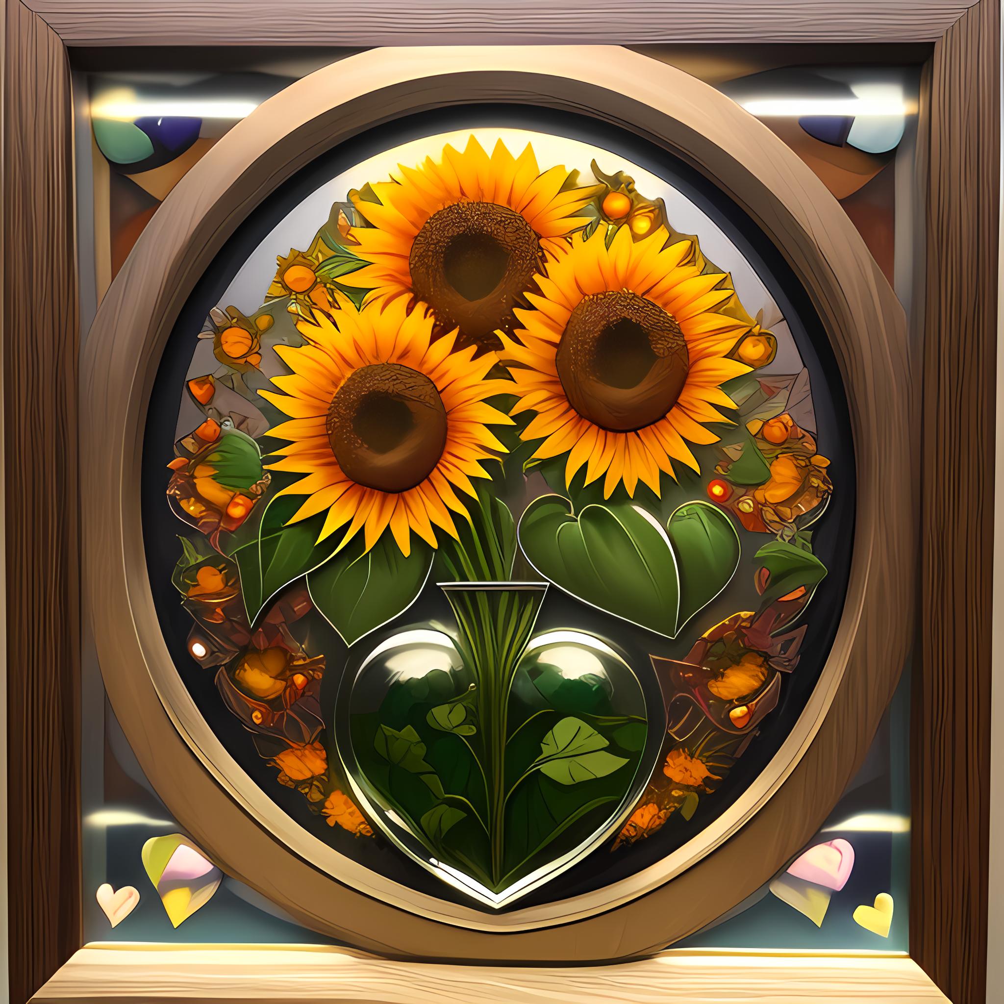 镜框里的向日葵花