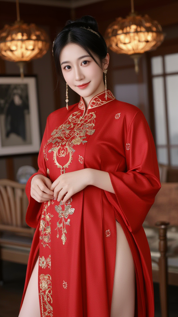 旗袍居家女孩