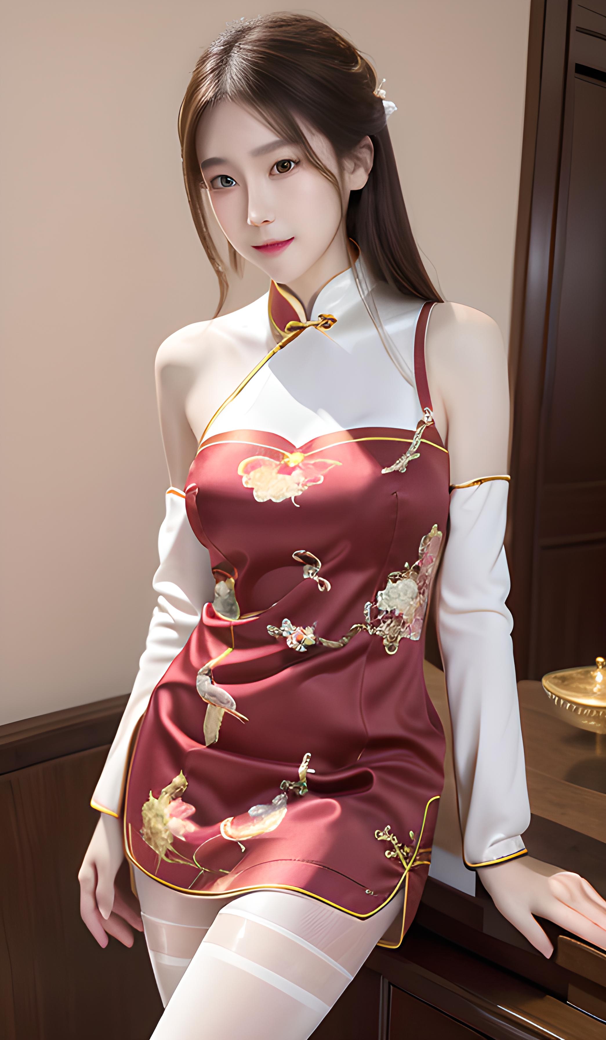 红中式旗袍