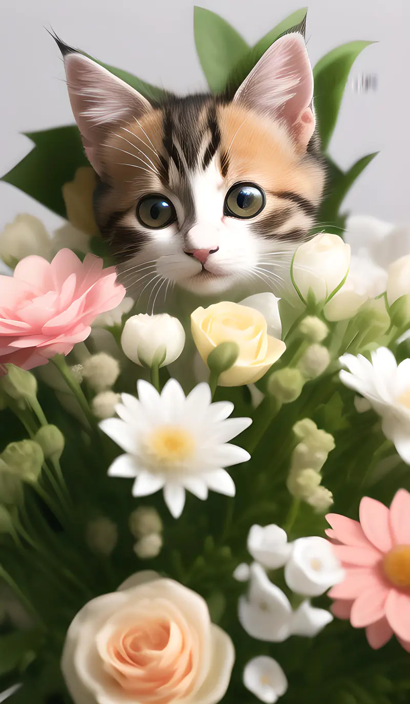 猫咪与花