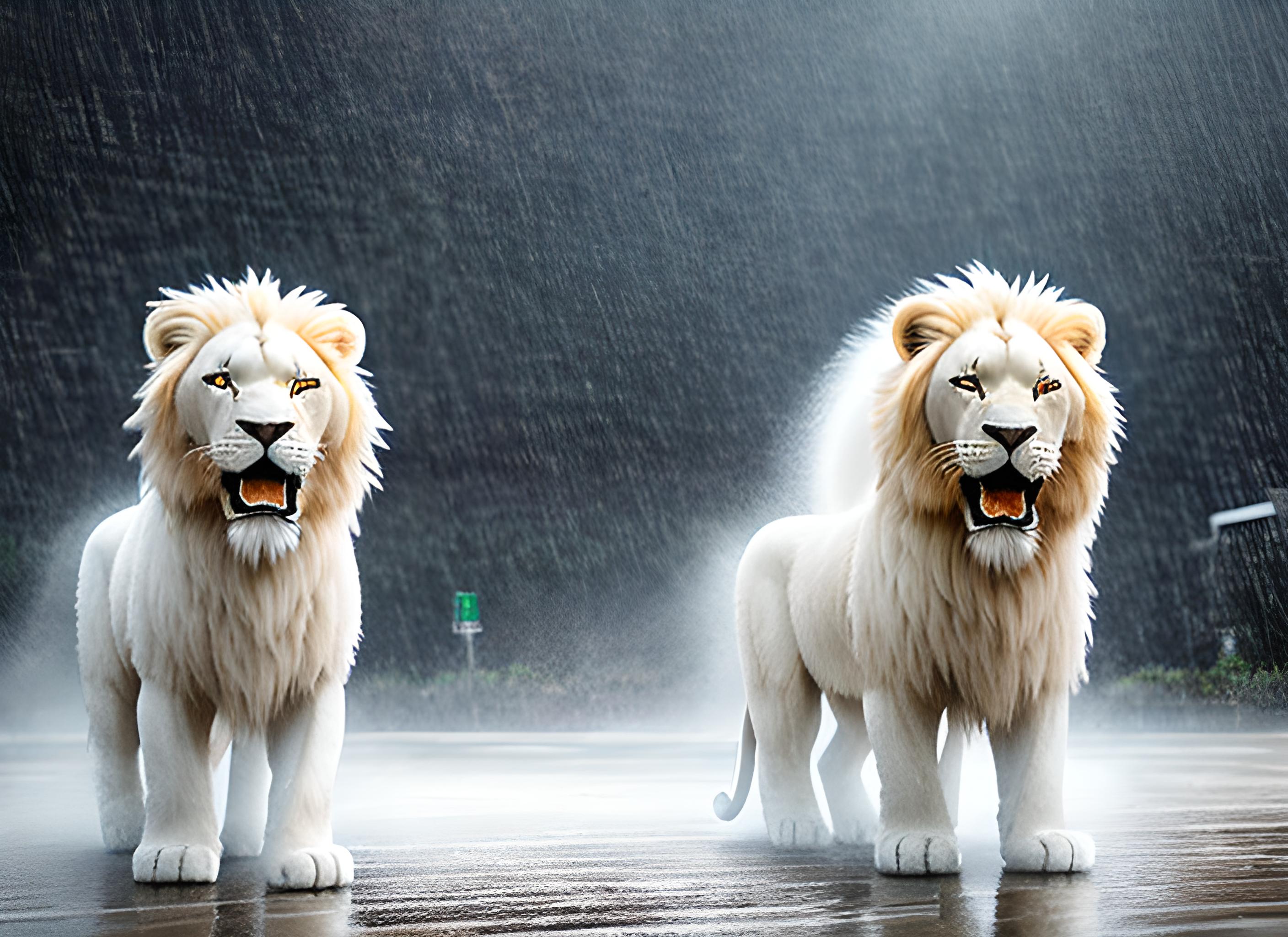 雨中醒狮