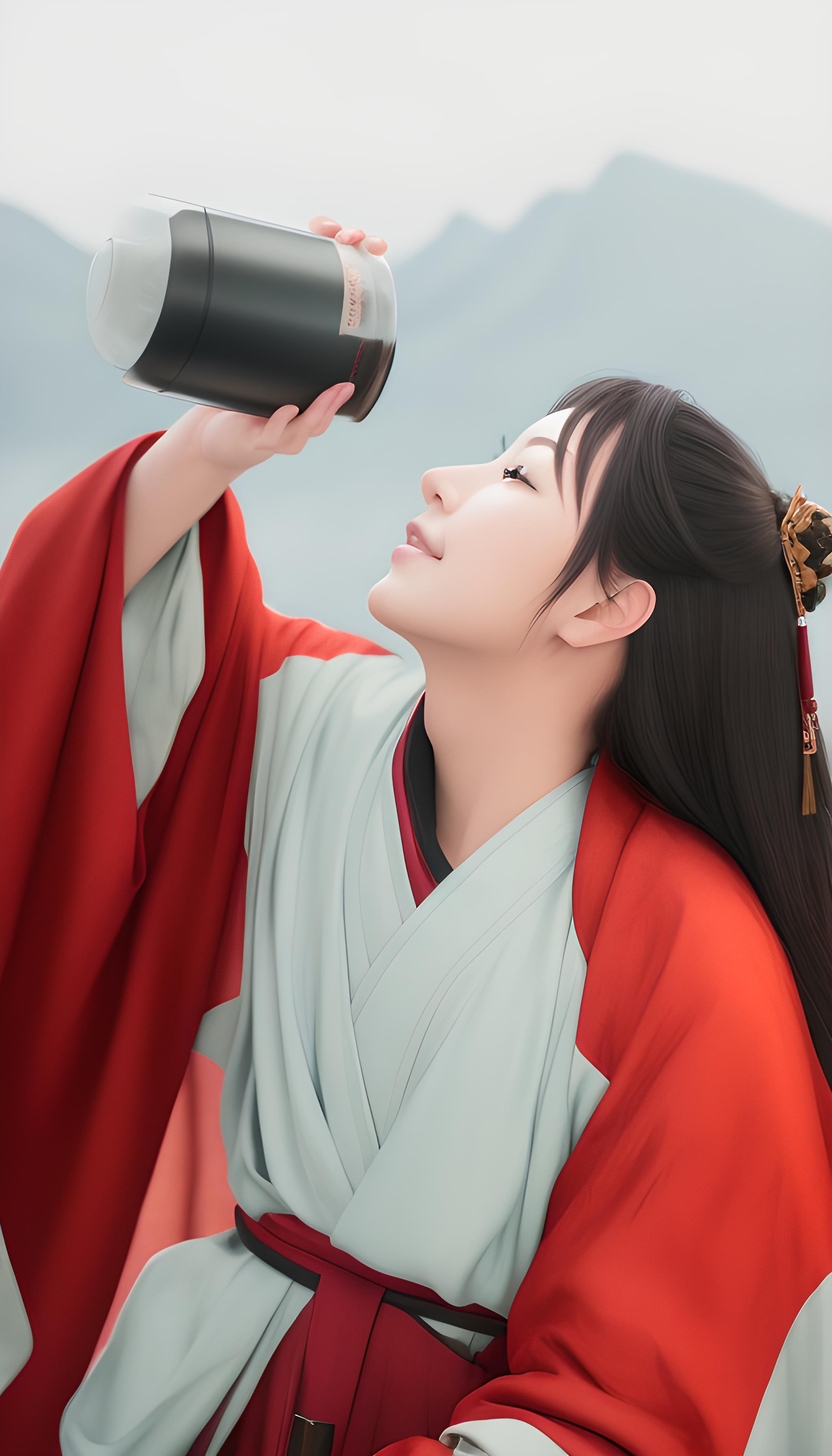 美女喝酒