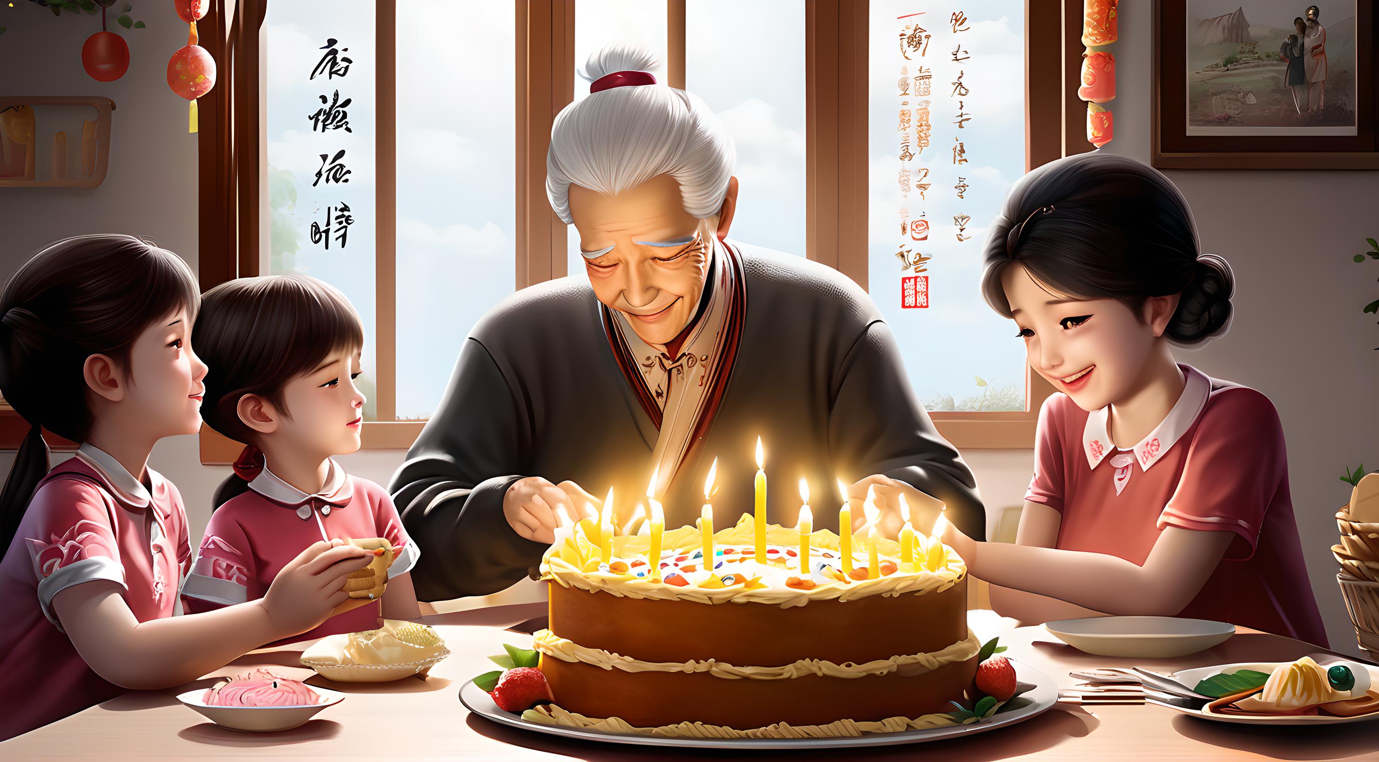 李元,八十岁生日,子孙满堂,生日宴,庆祝