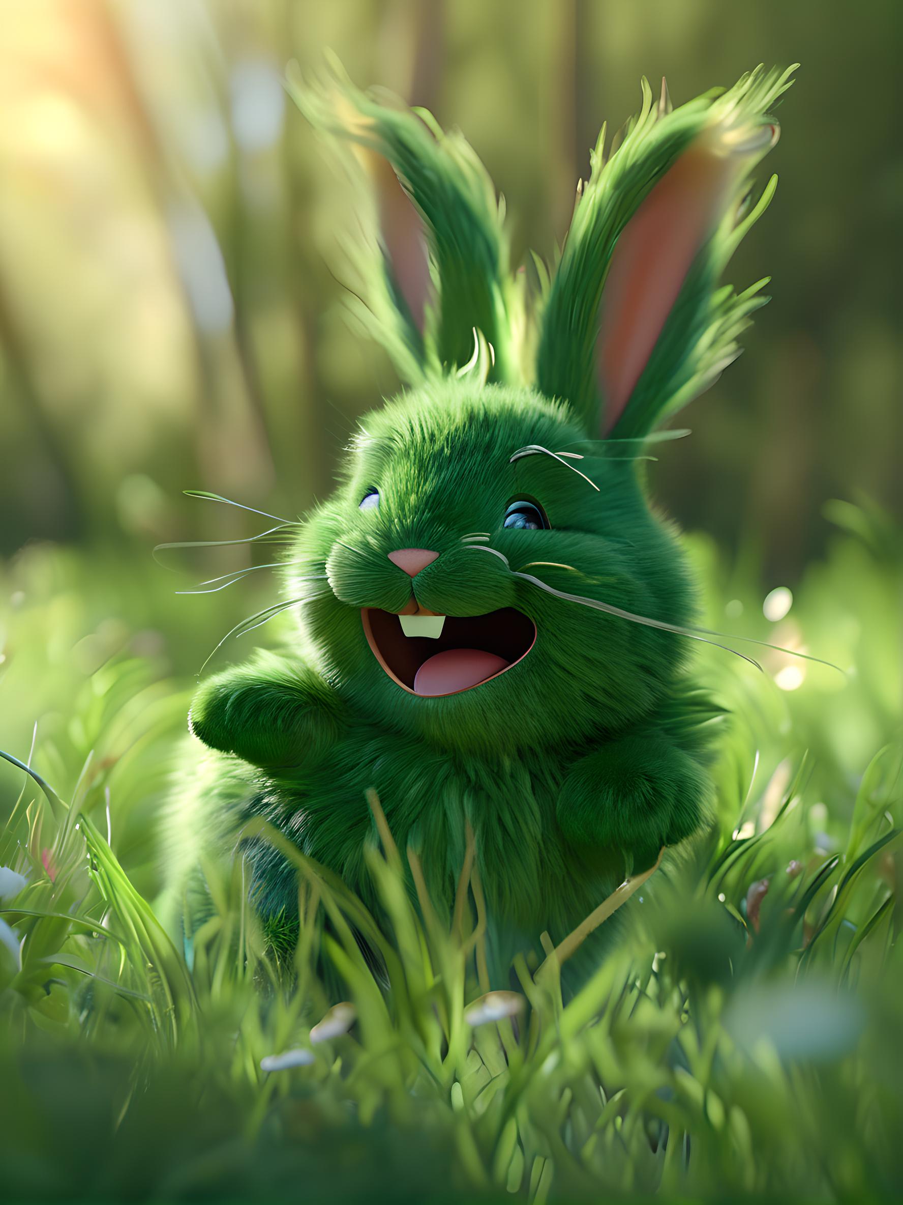 绿色毛茸茸兔