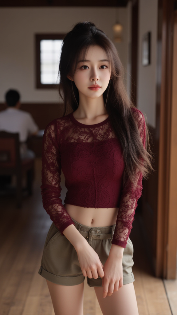 蕾丝 T恤女孩