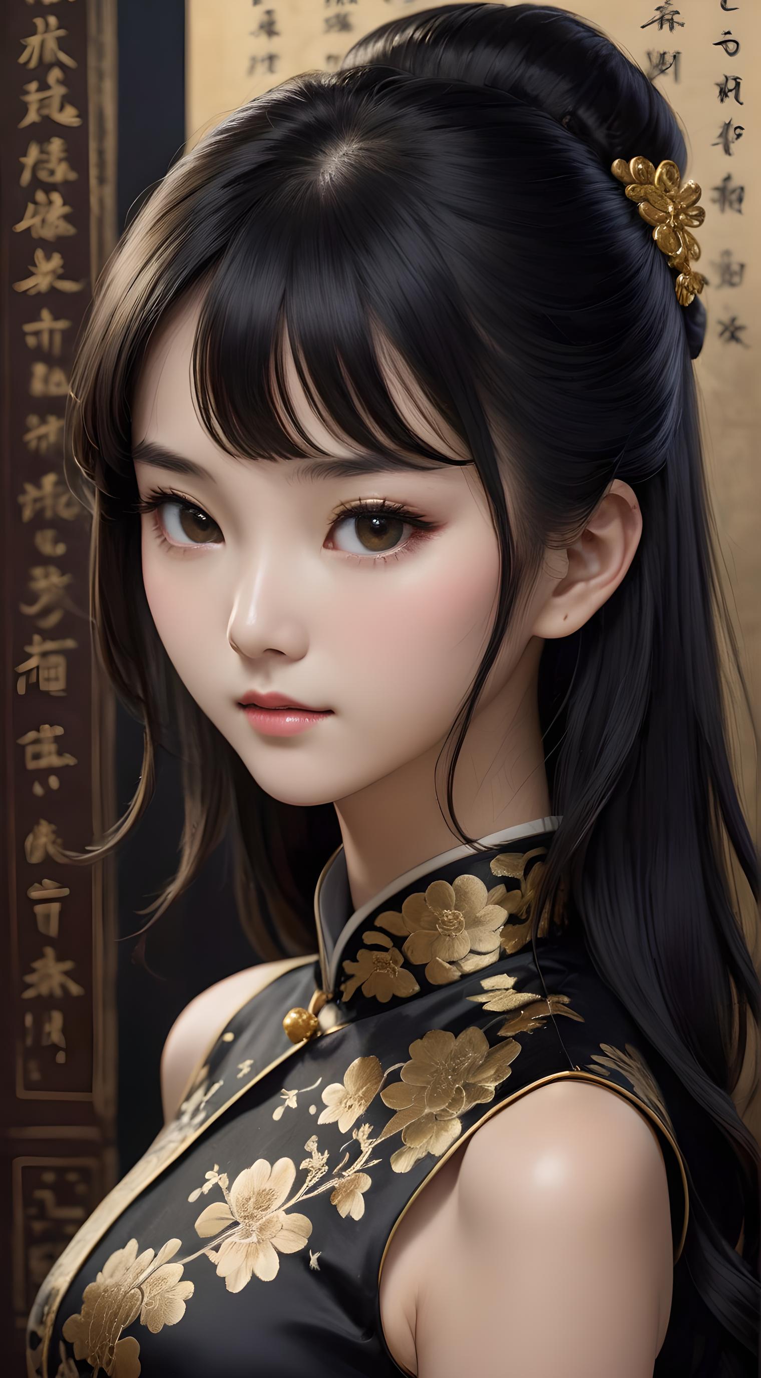 穿旗袍的小女孩