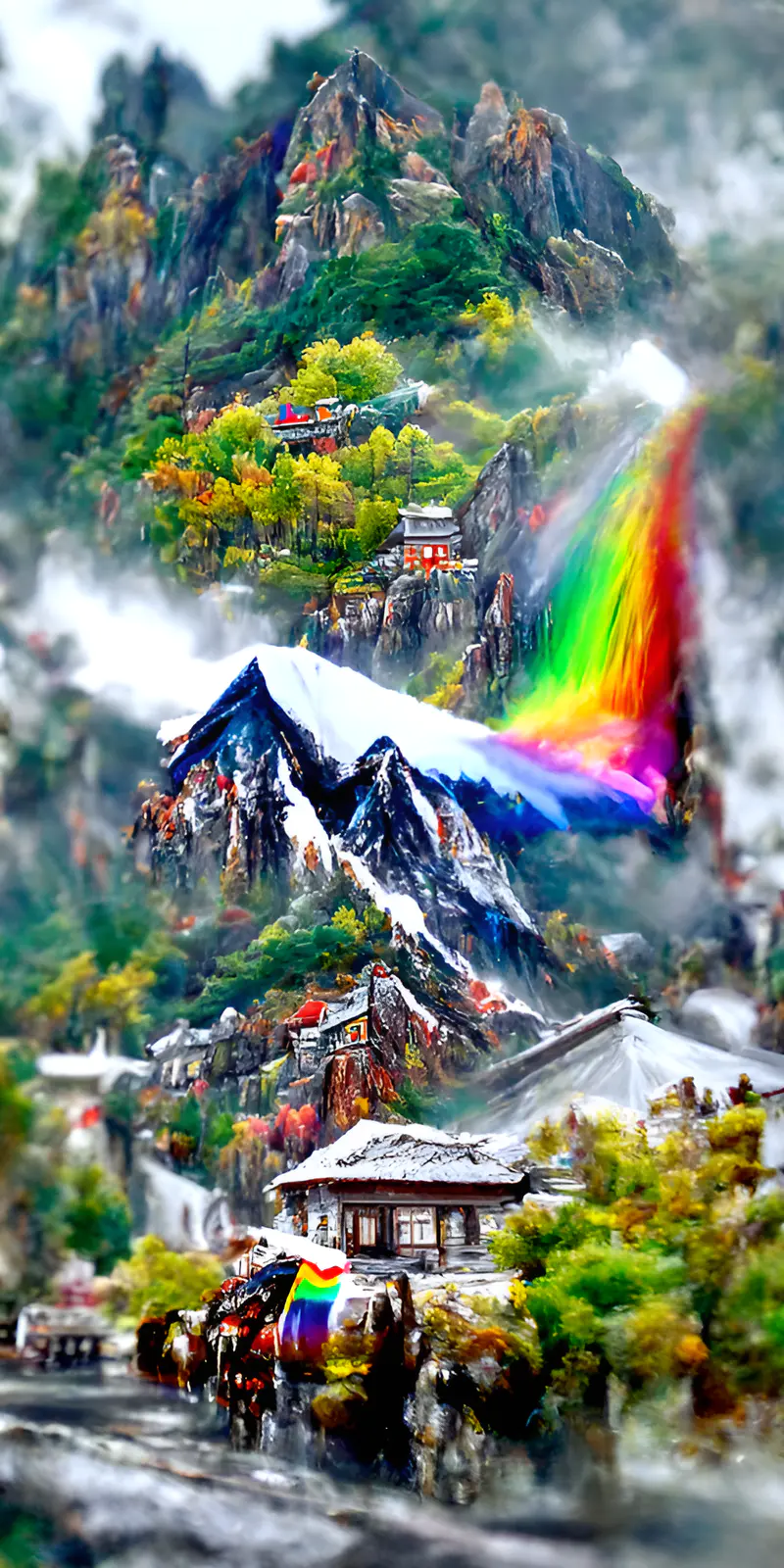 美丽的彩虹山水画