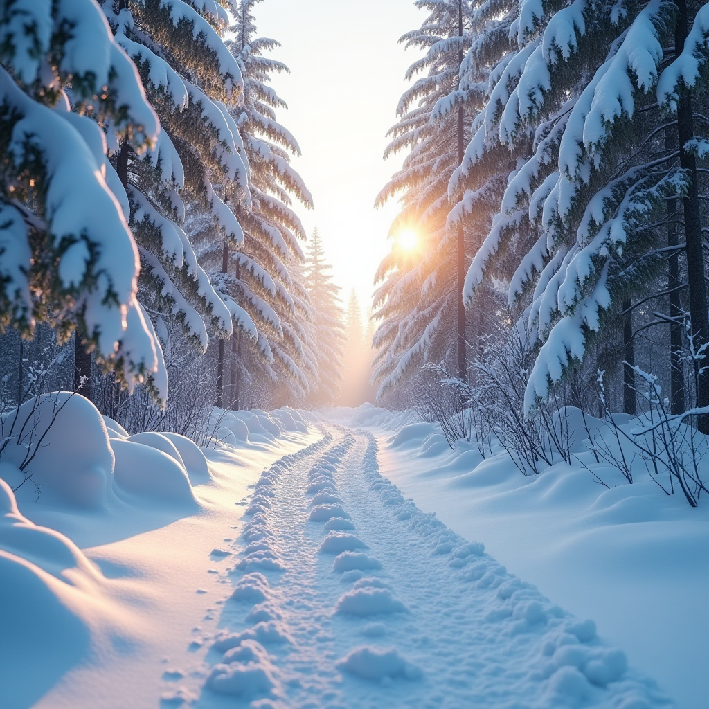 阳光雪林