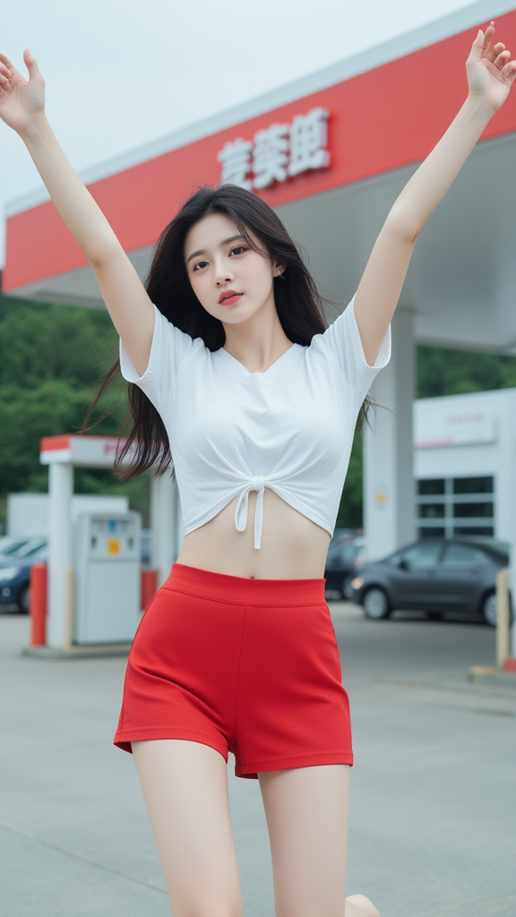 红色短裙女孩