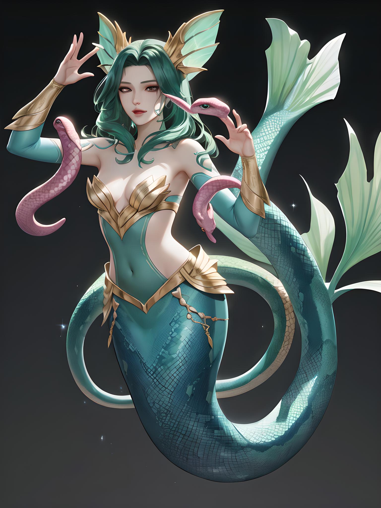 华丽人鱼蛇女女妖