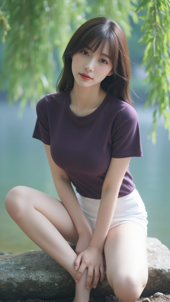 湖边女孩