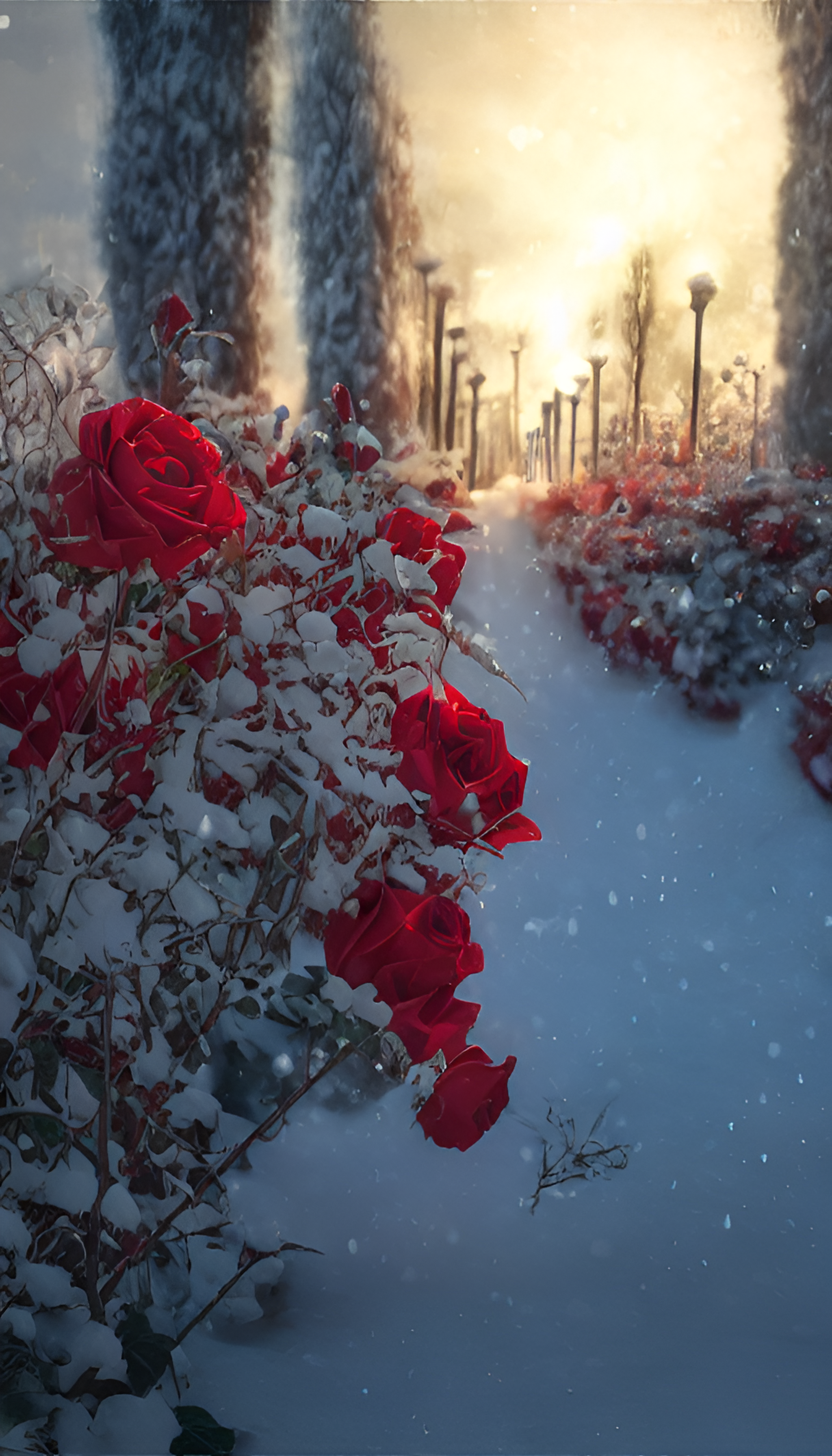 雪景玫瑰花