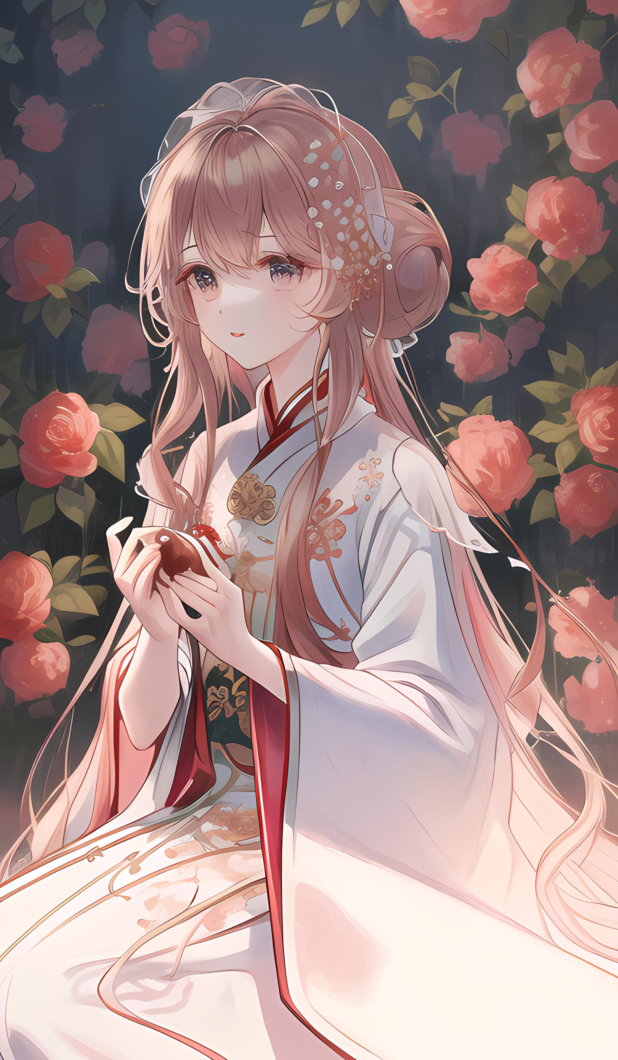 少女与花