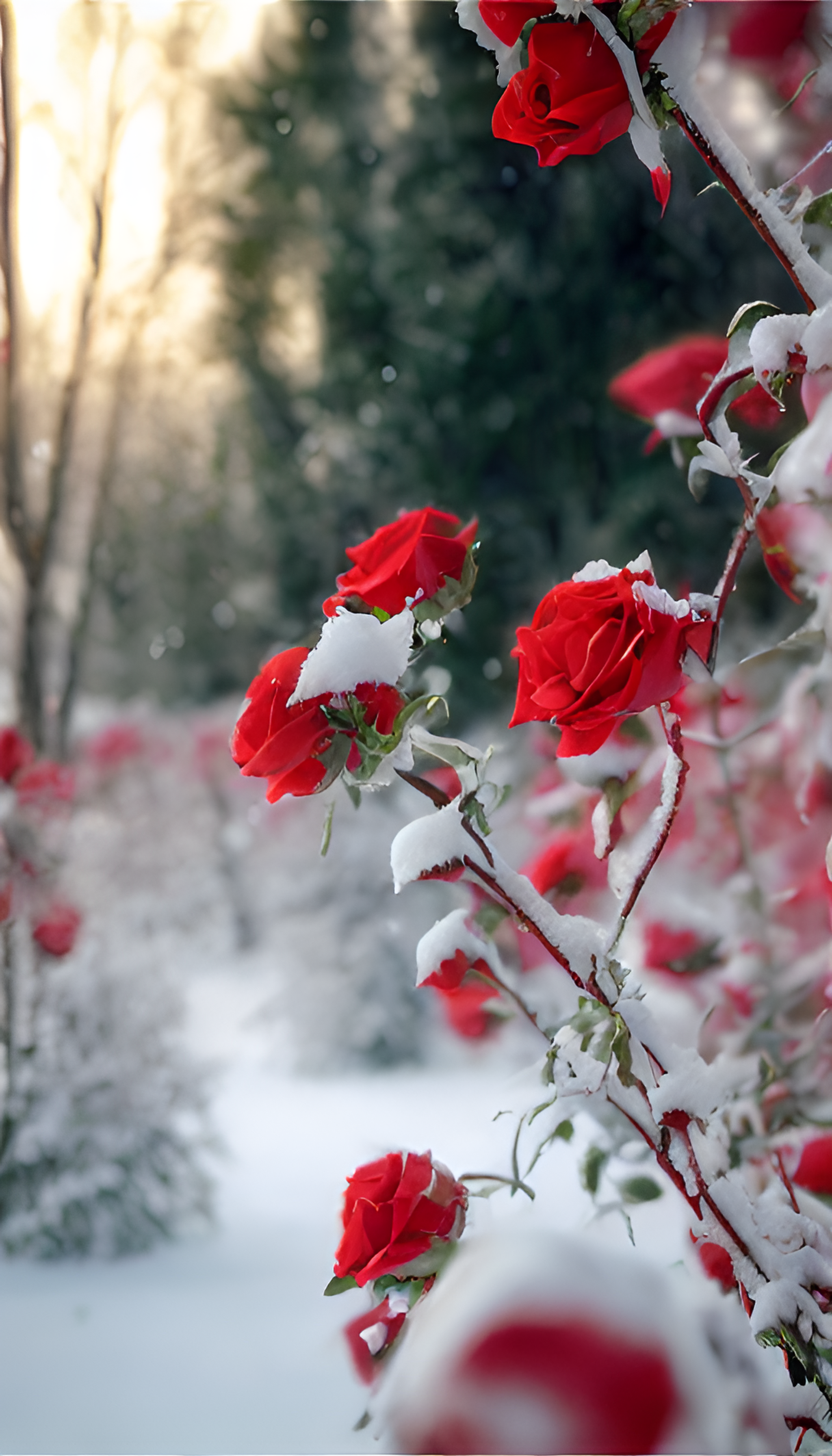 雪景玫瑰花