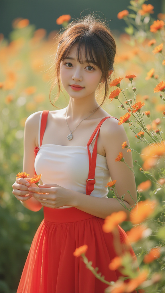 花园里的俏皮女孩