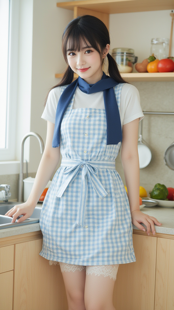 格子围裙女孩