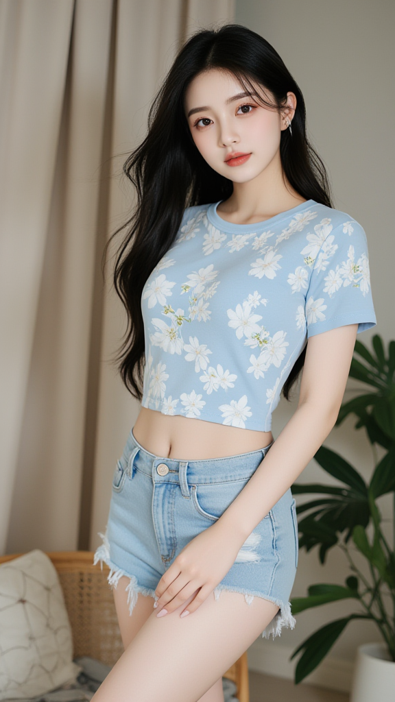 牛仔短裤女孩