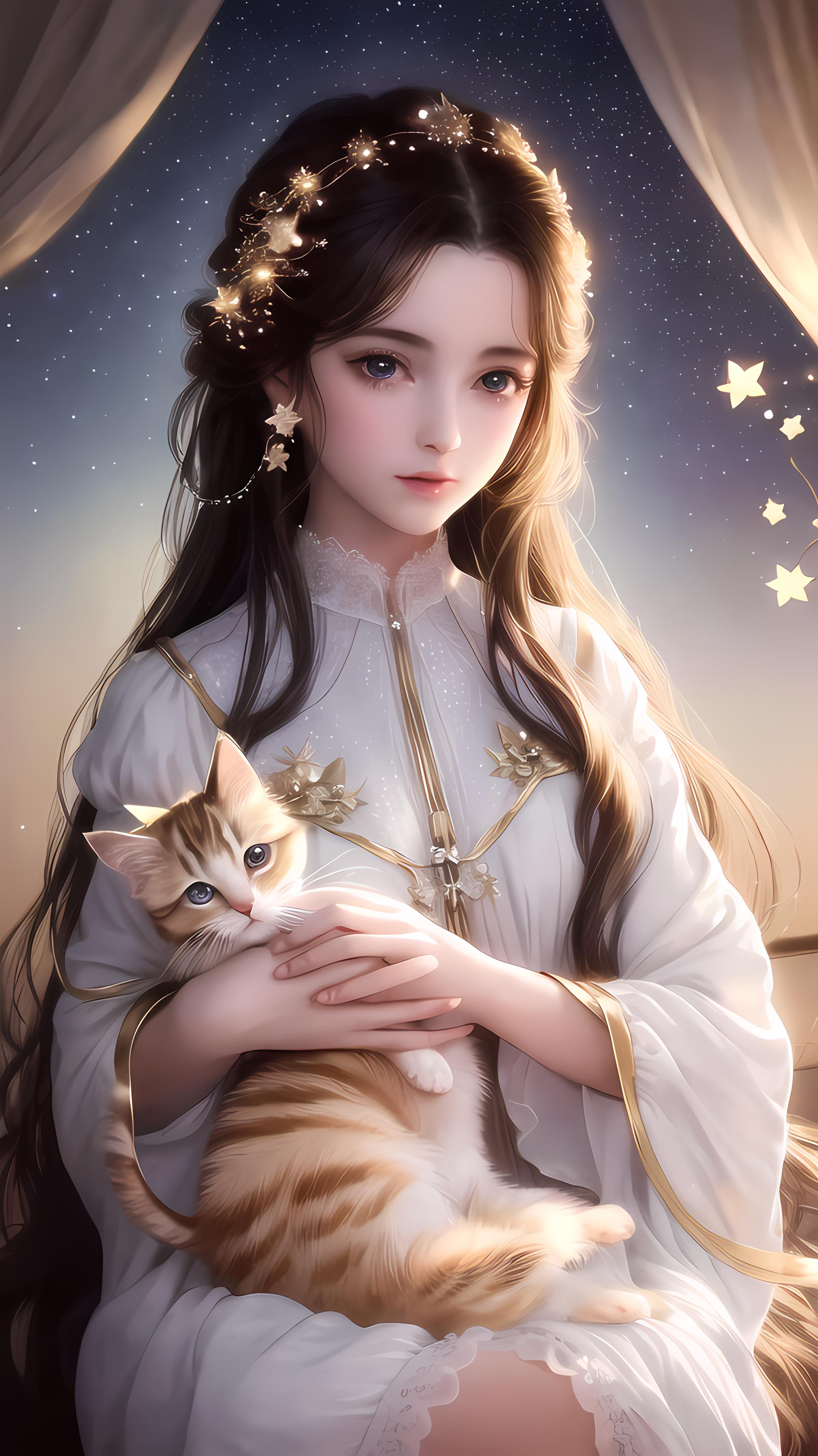 美女和小猫