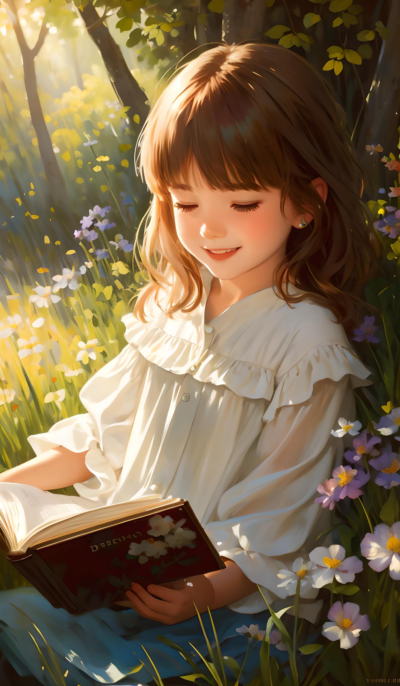 看书的小女孩