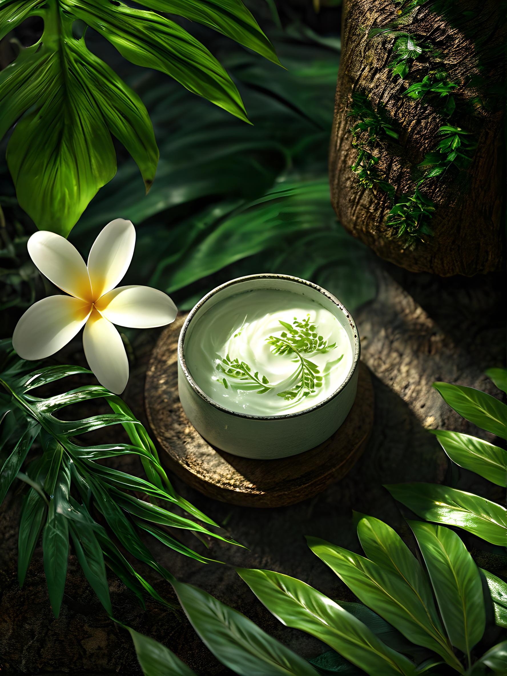 产品摄影：热带植物背景
