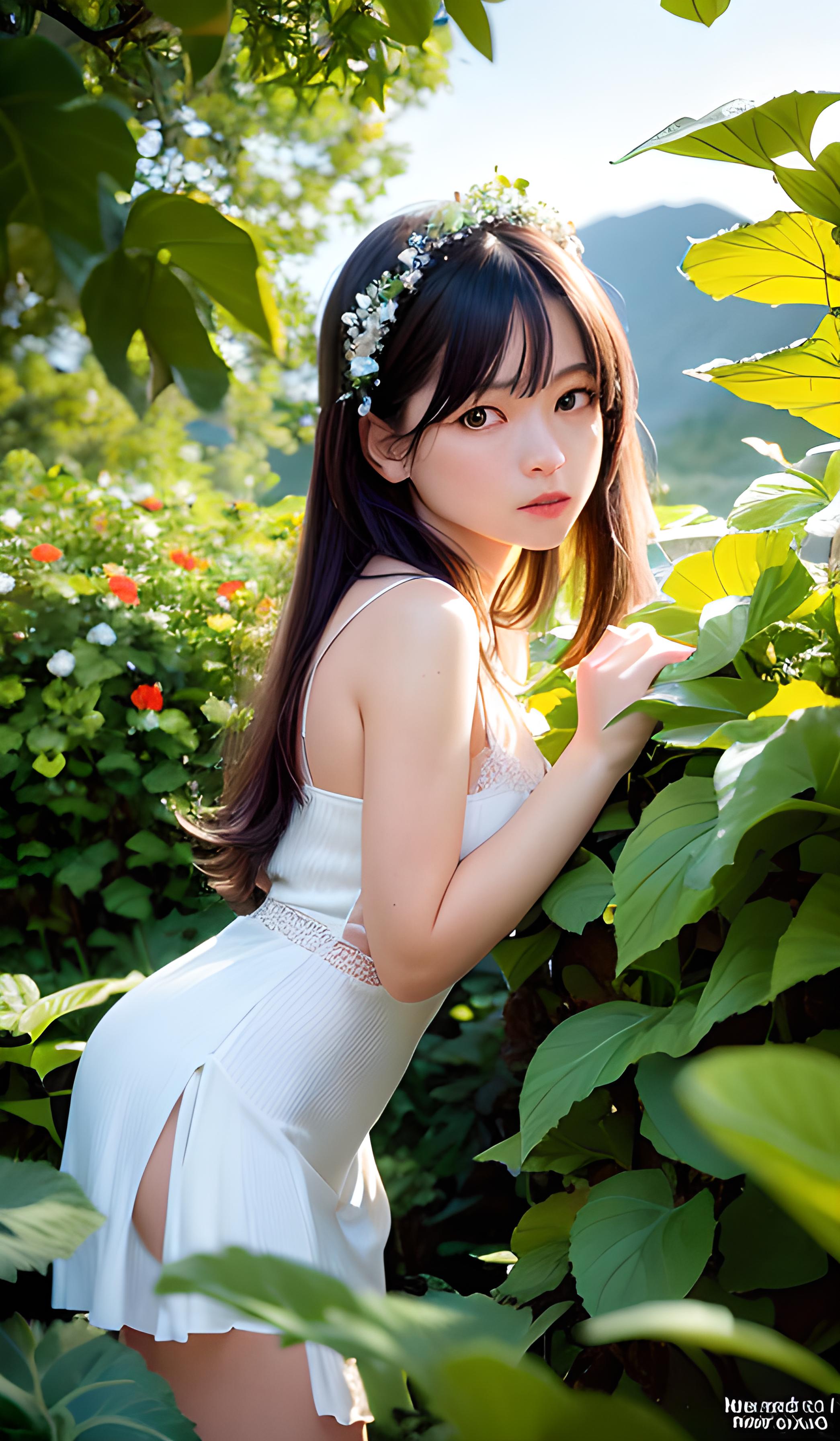 花丛中的美少女