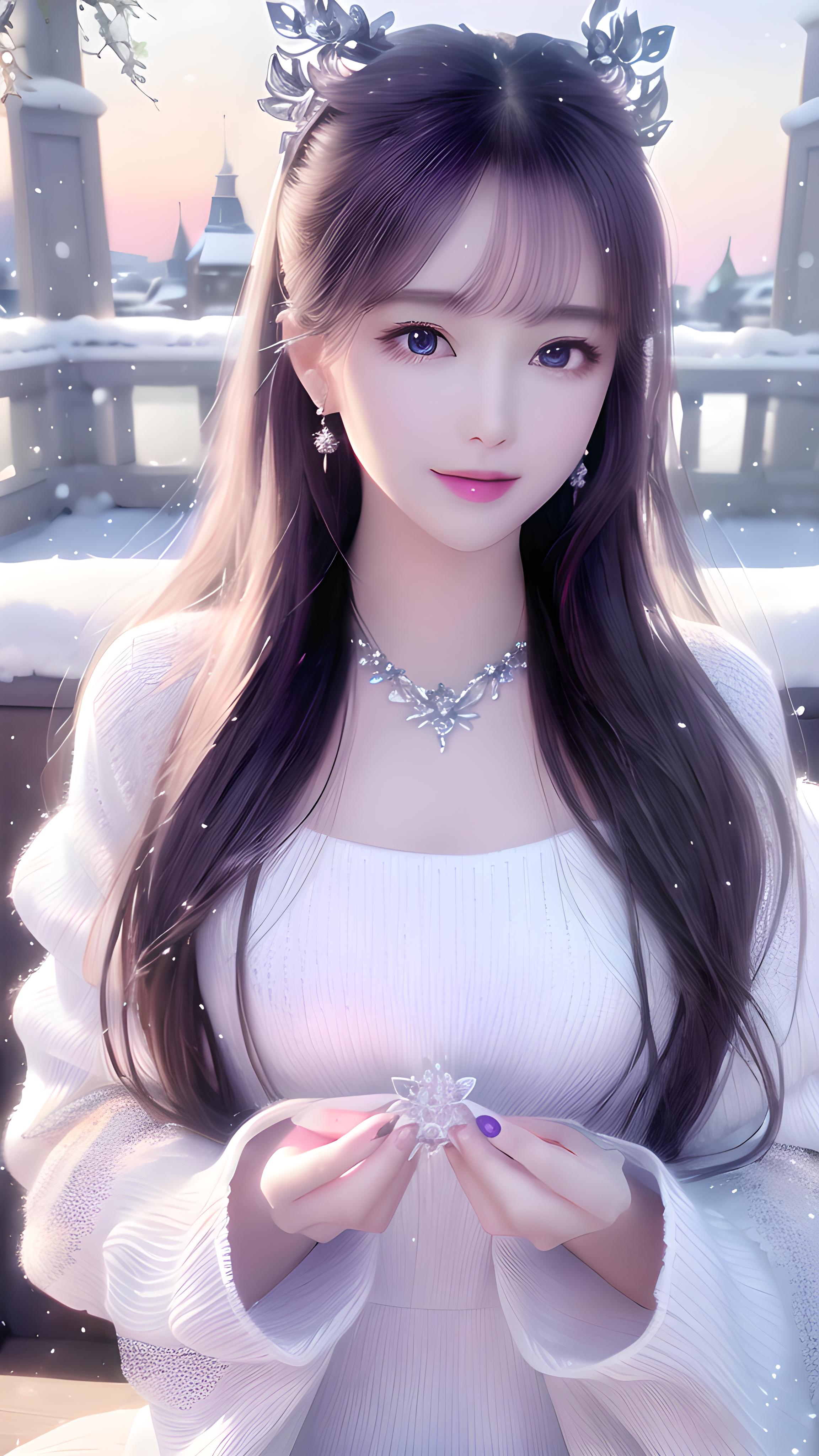 雪中美女