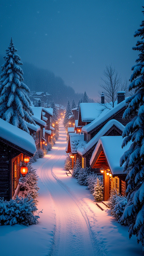 下雪后的夜景