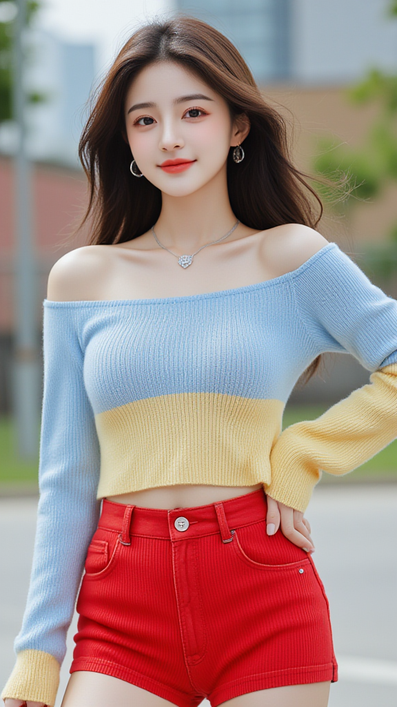 红色短裤女孩
