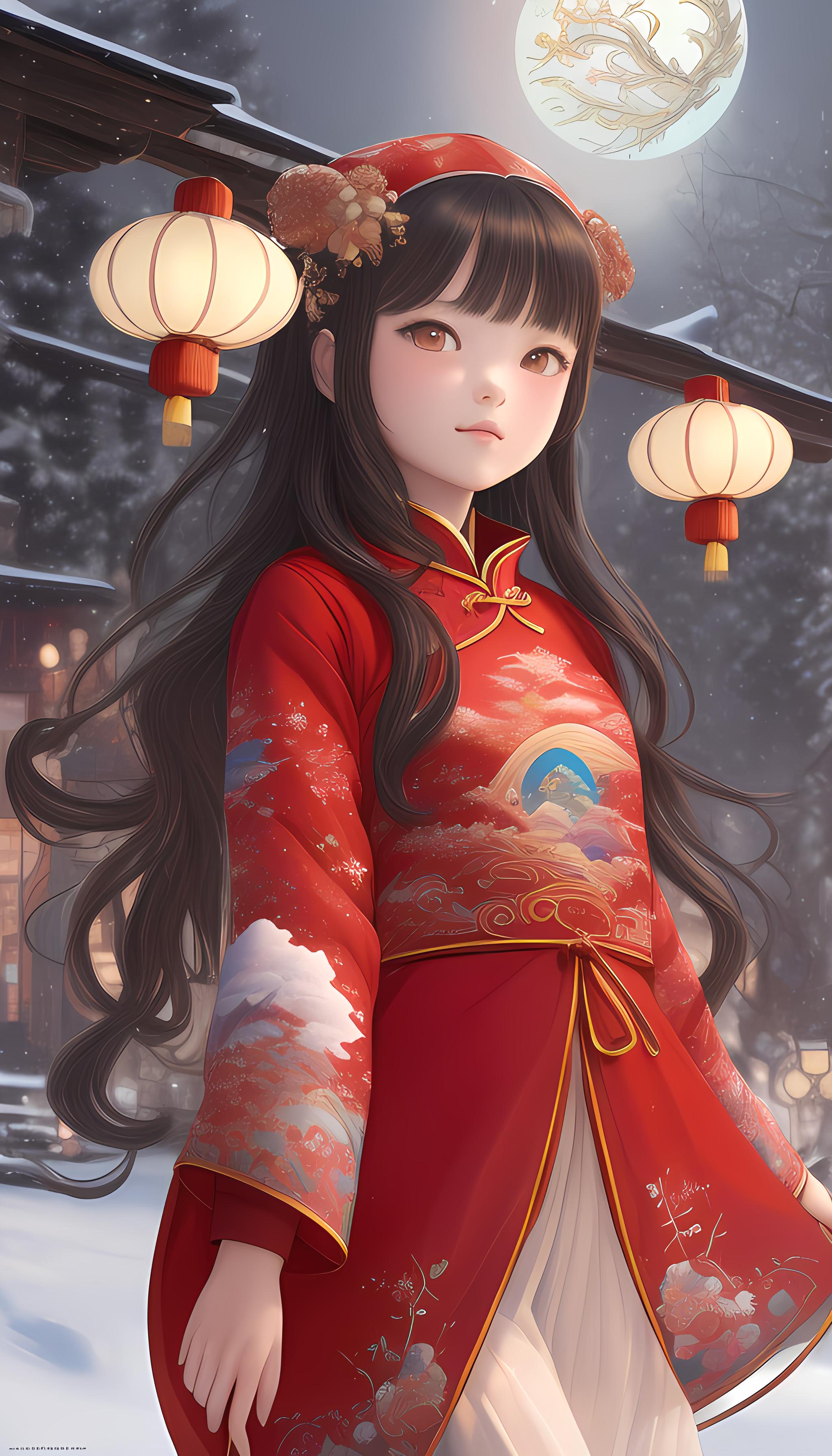 春节少女