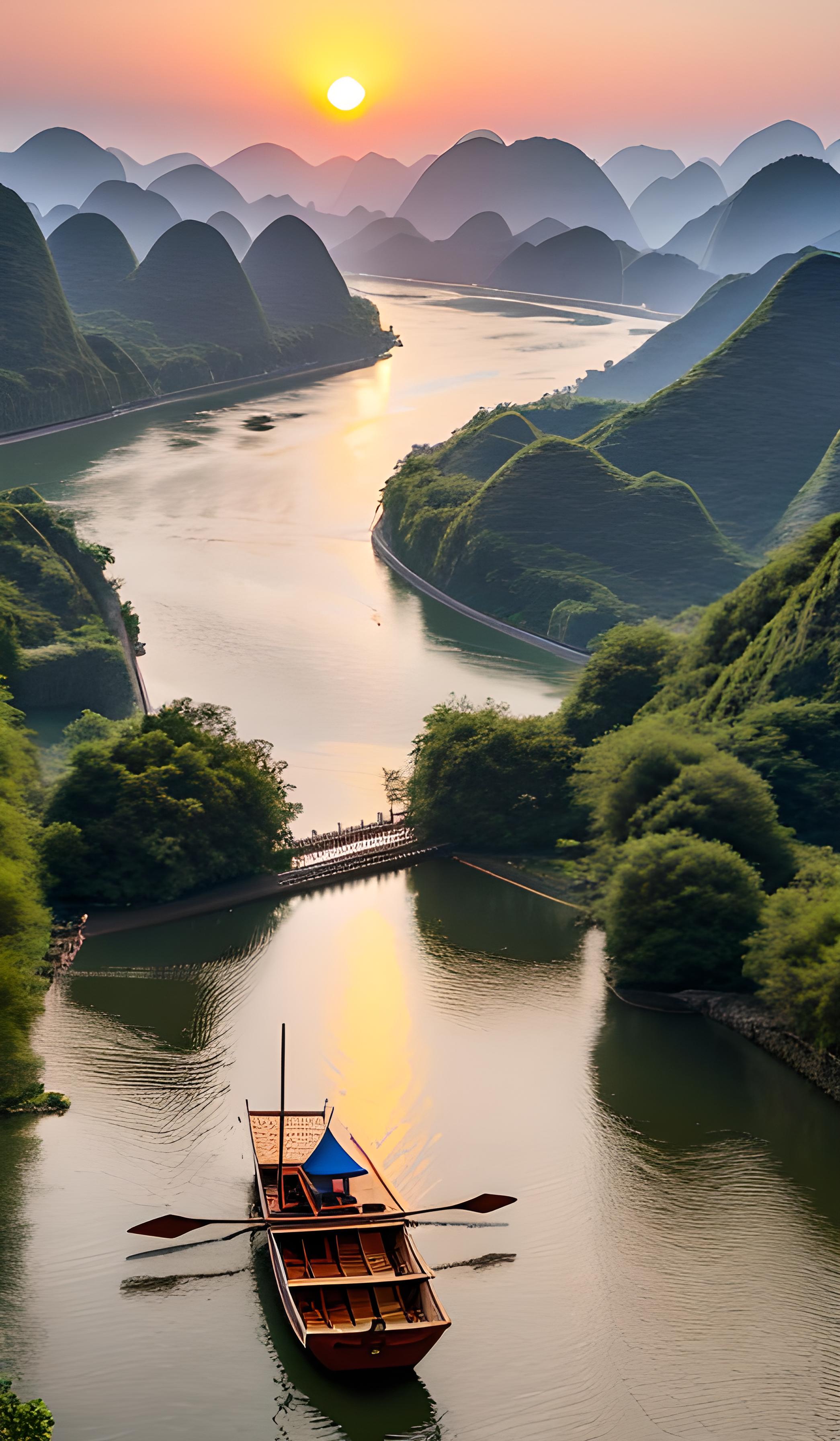 日出与山水