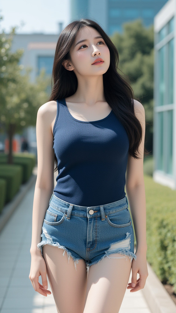 牛仔短裤女孩