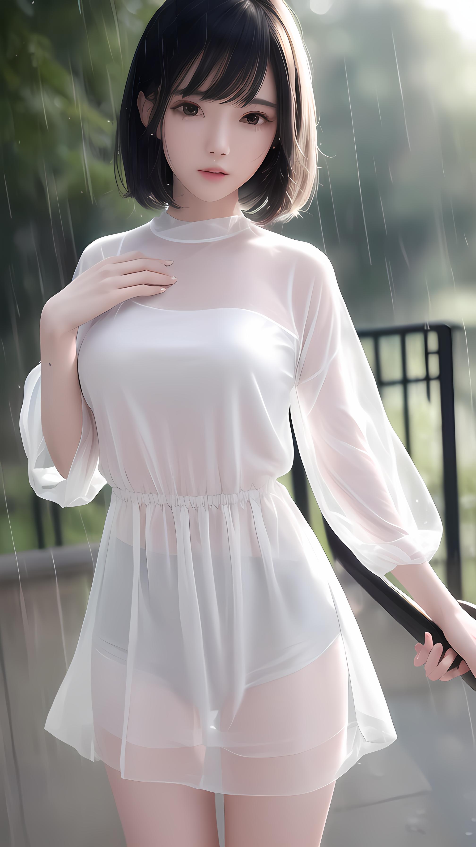 淋雨小女孩