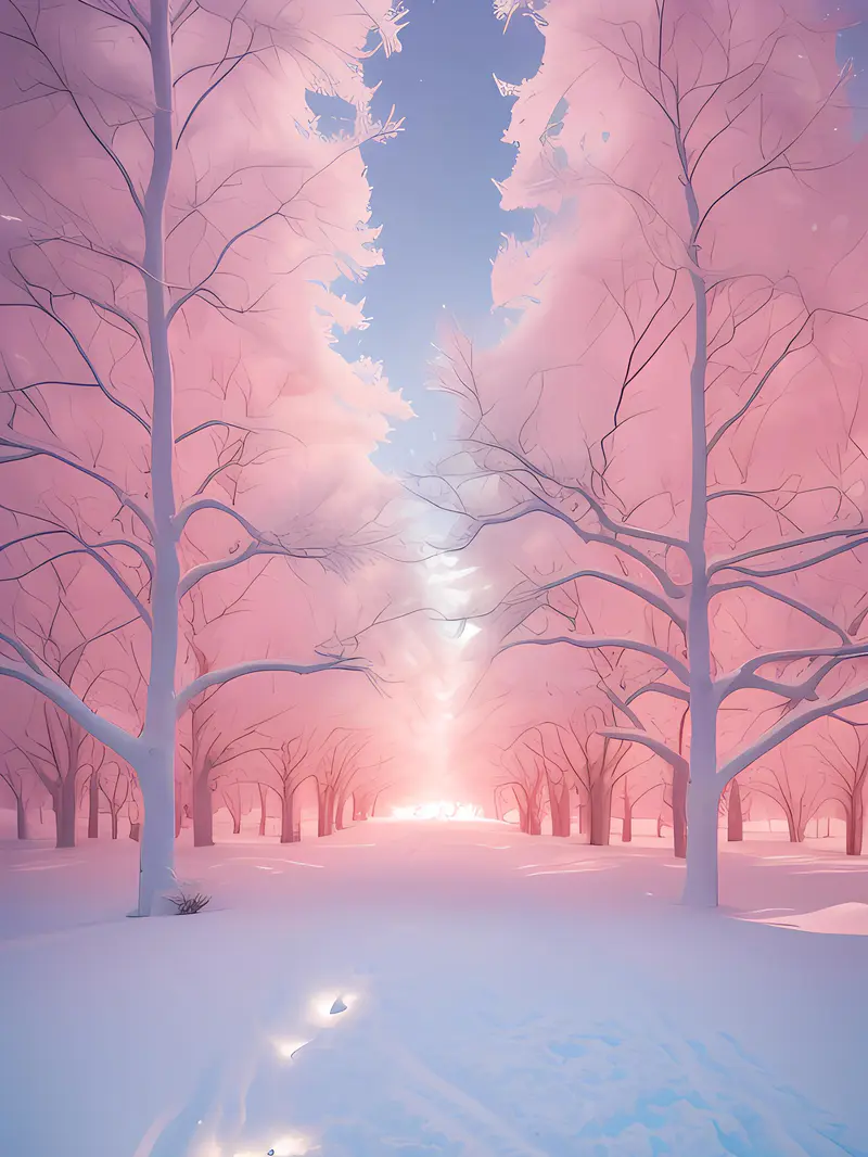 冬日粉色森林
