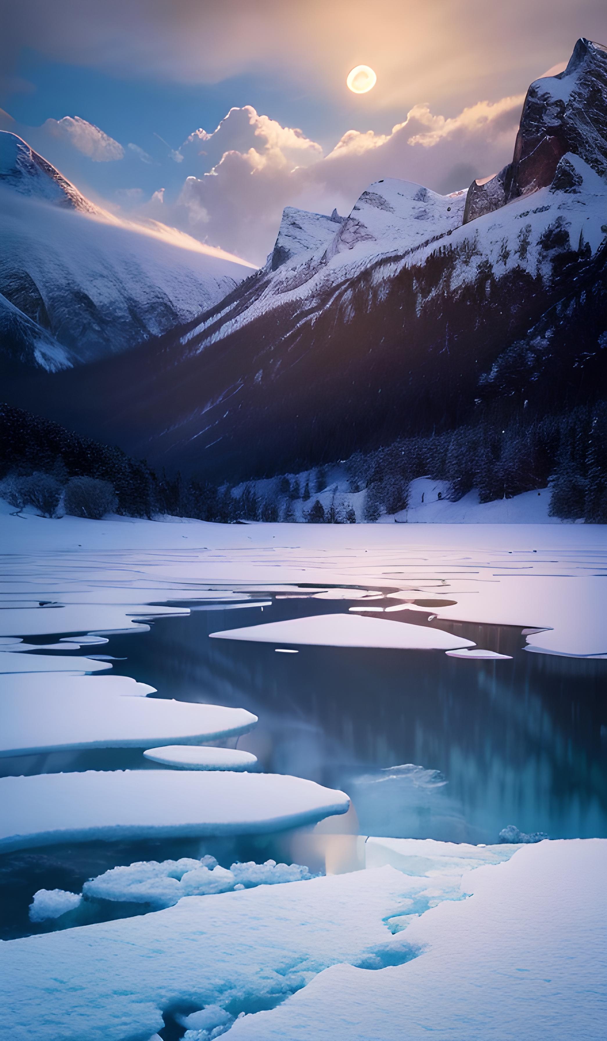 雪山，阳光