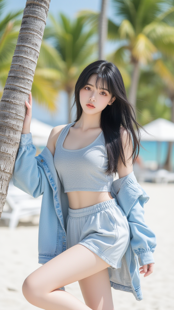 椰树下女孩