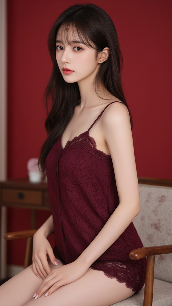 蕾丝花边睡衣女孩