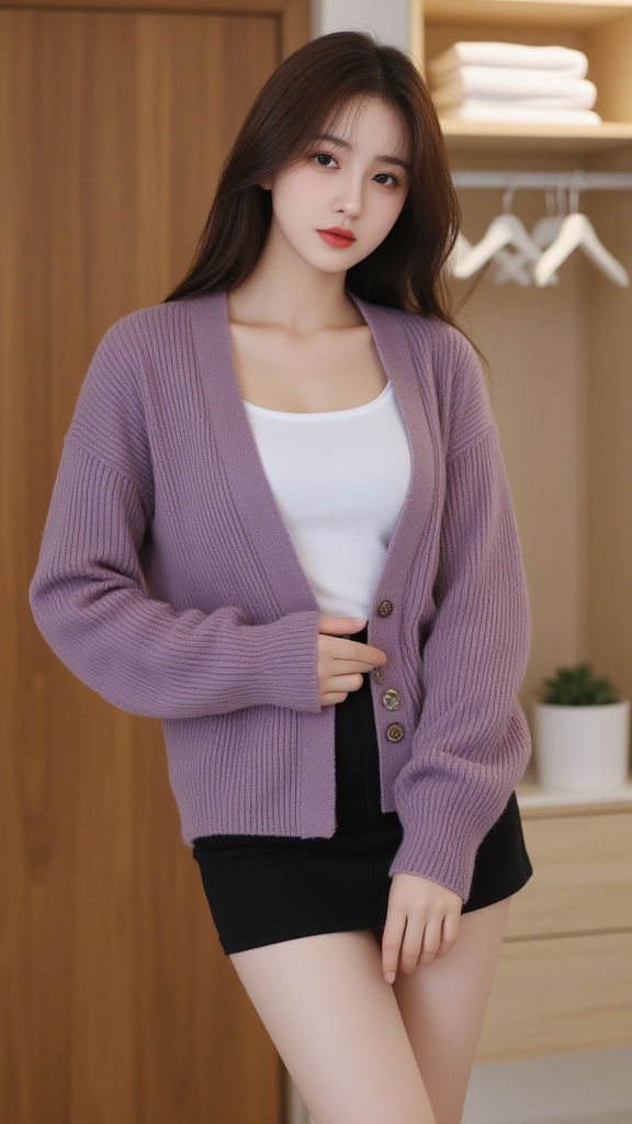 紫色开衫女孩