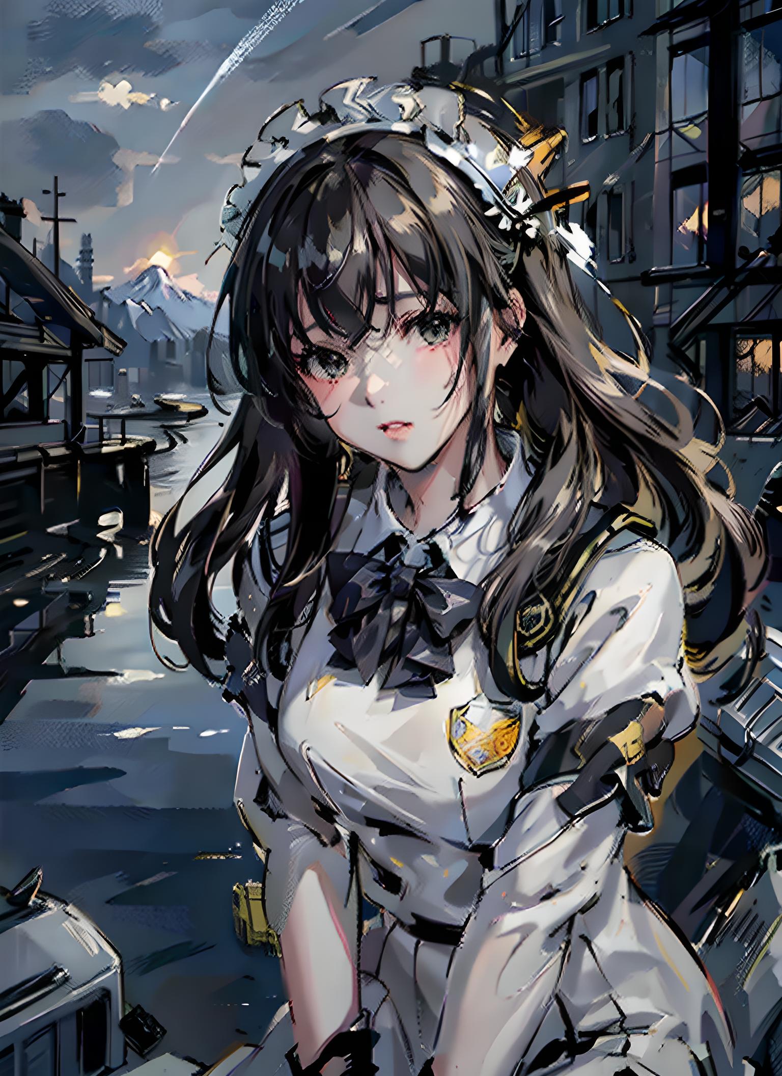 甜美少女，末日废墟