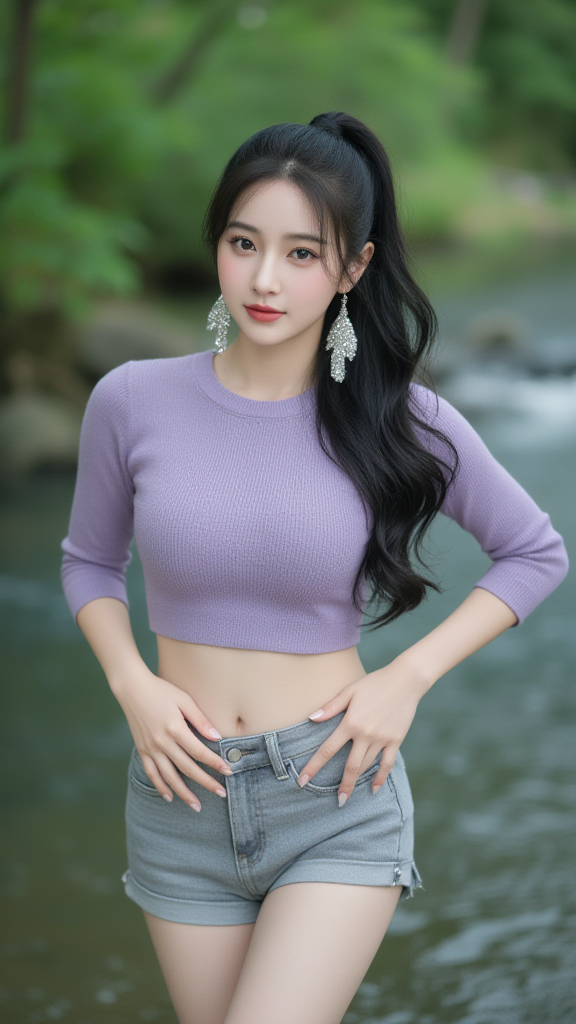 河边美女