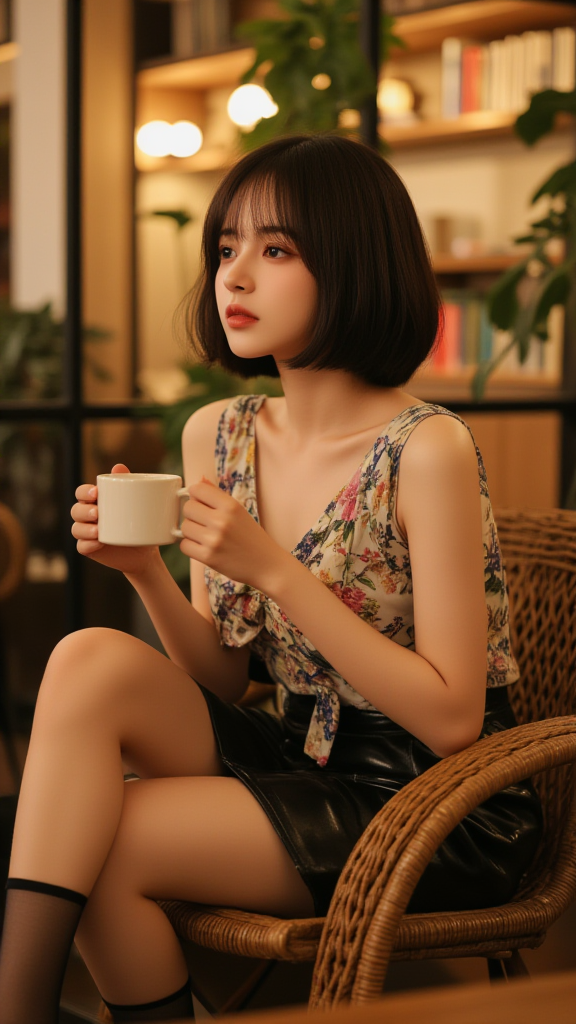 碎花背心女孩