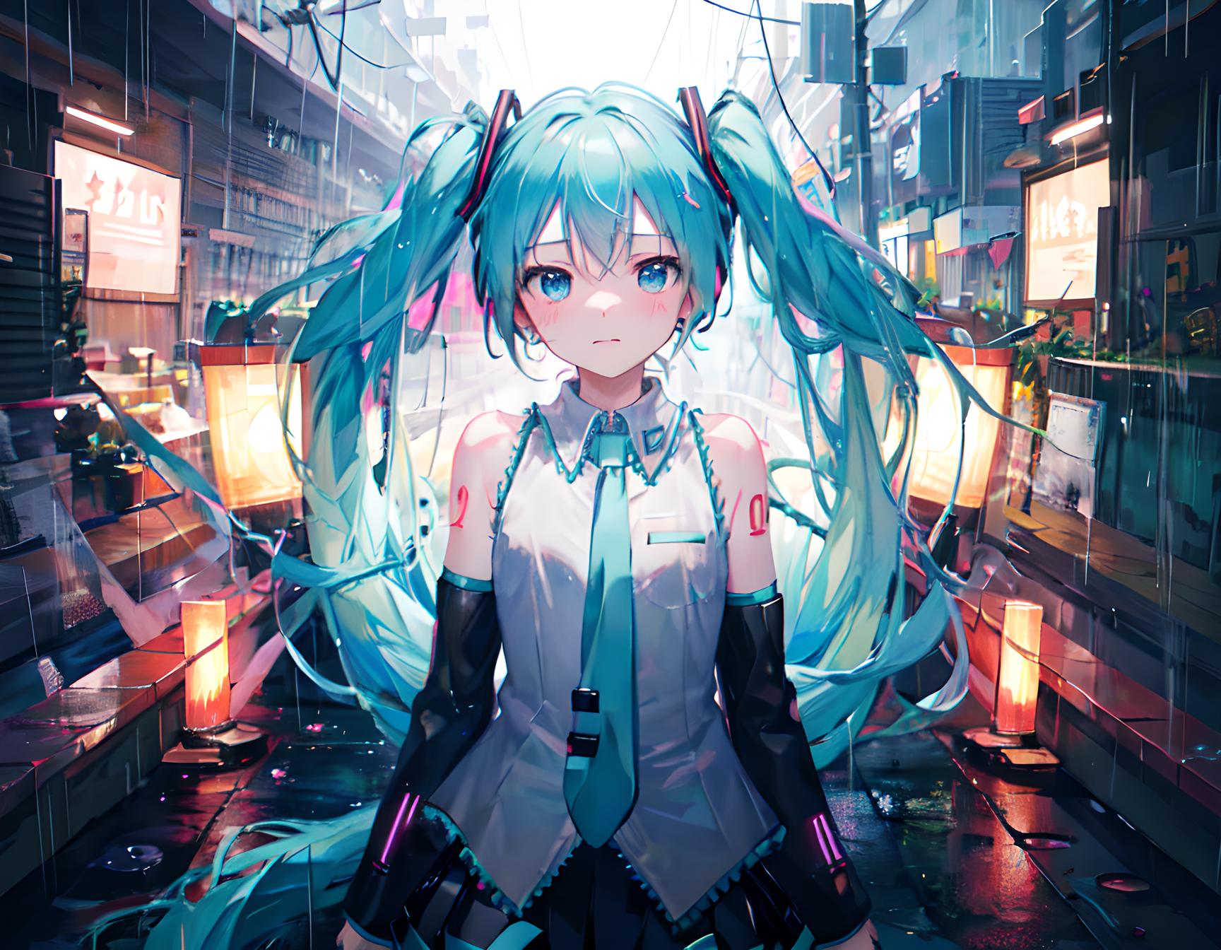 雨中的miku