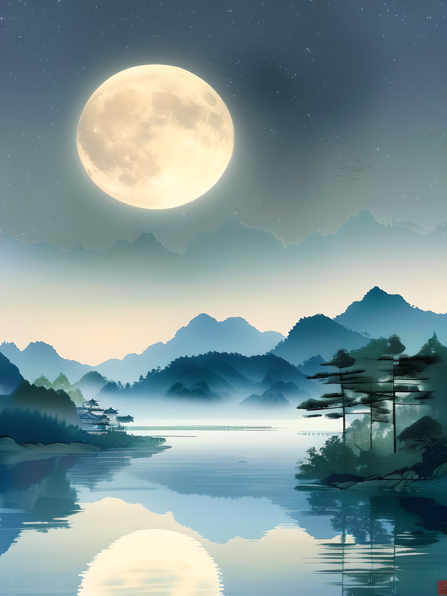 一个中秋节圆月，