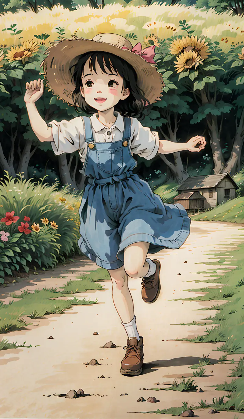 自由奔跑的小女孩