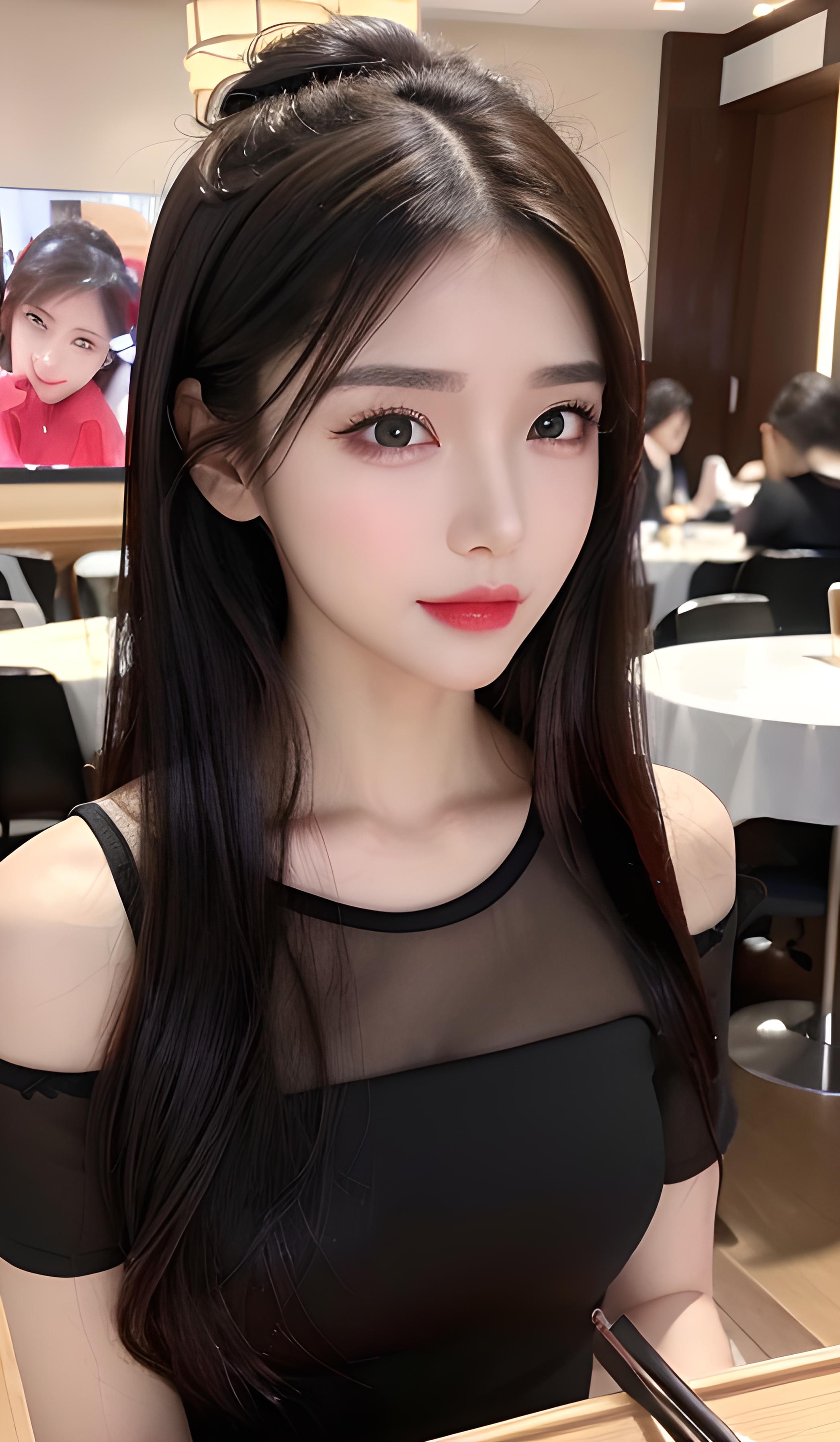 甜美女孩吃火锅