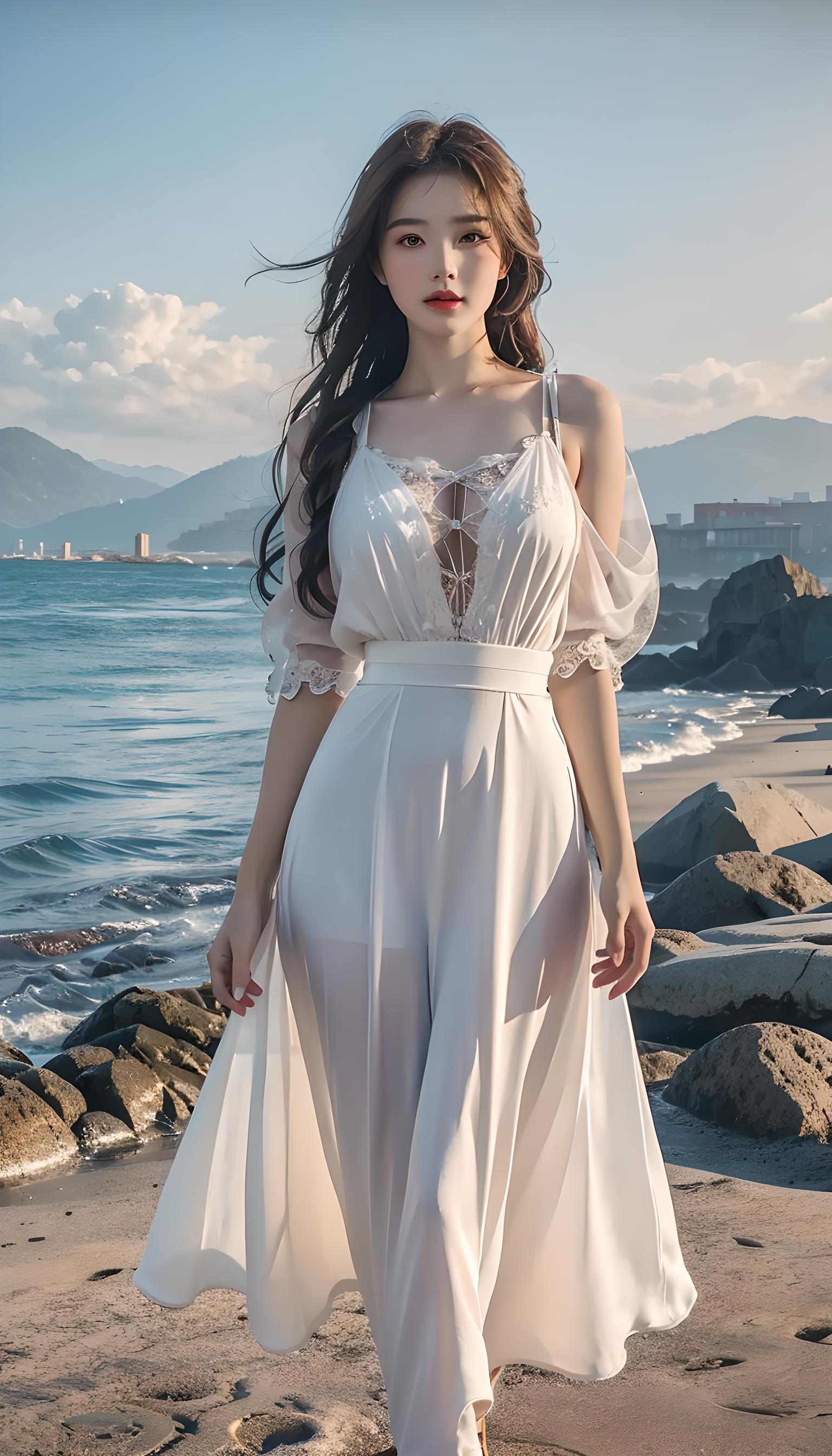 海边美丽少女