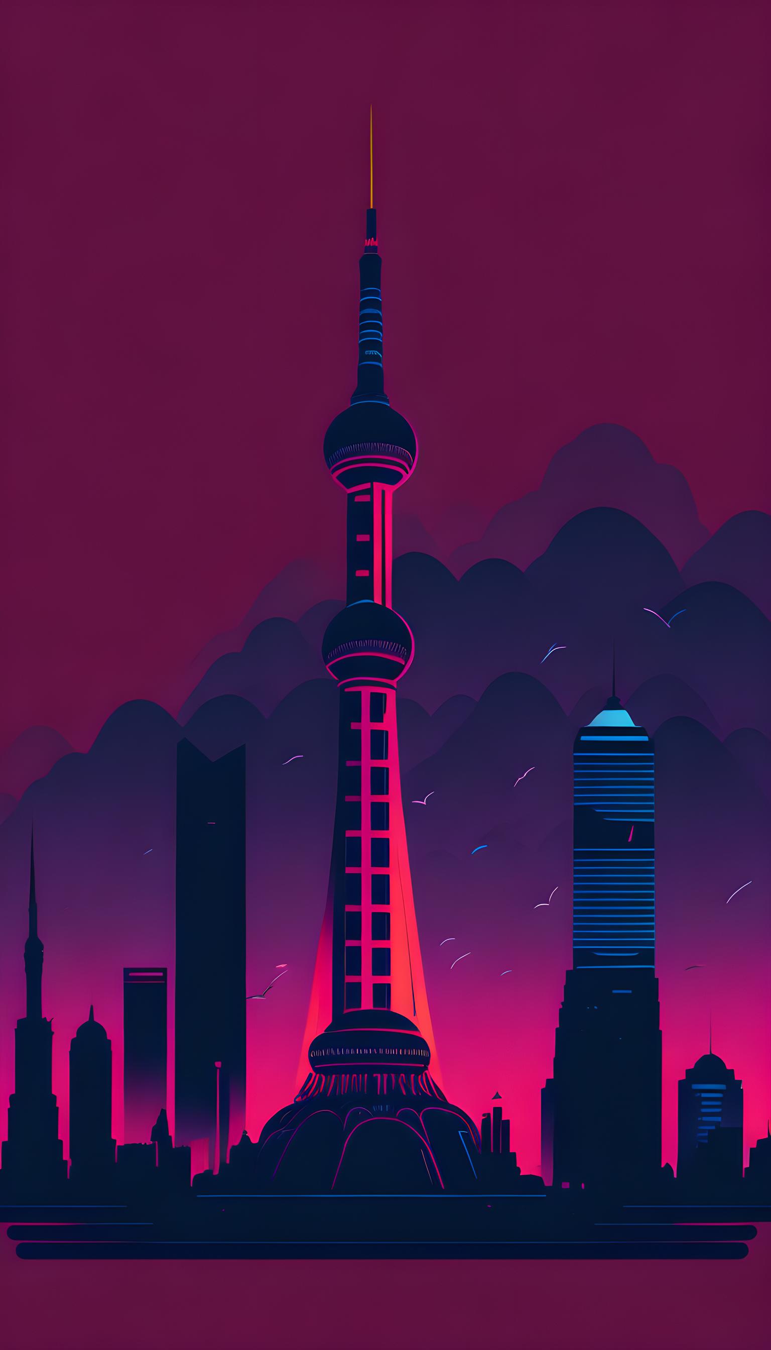 城市小插画-上海 东方明珠