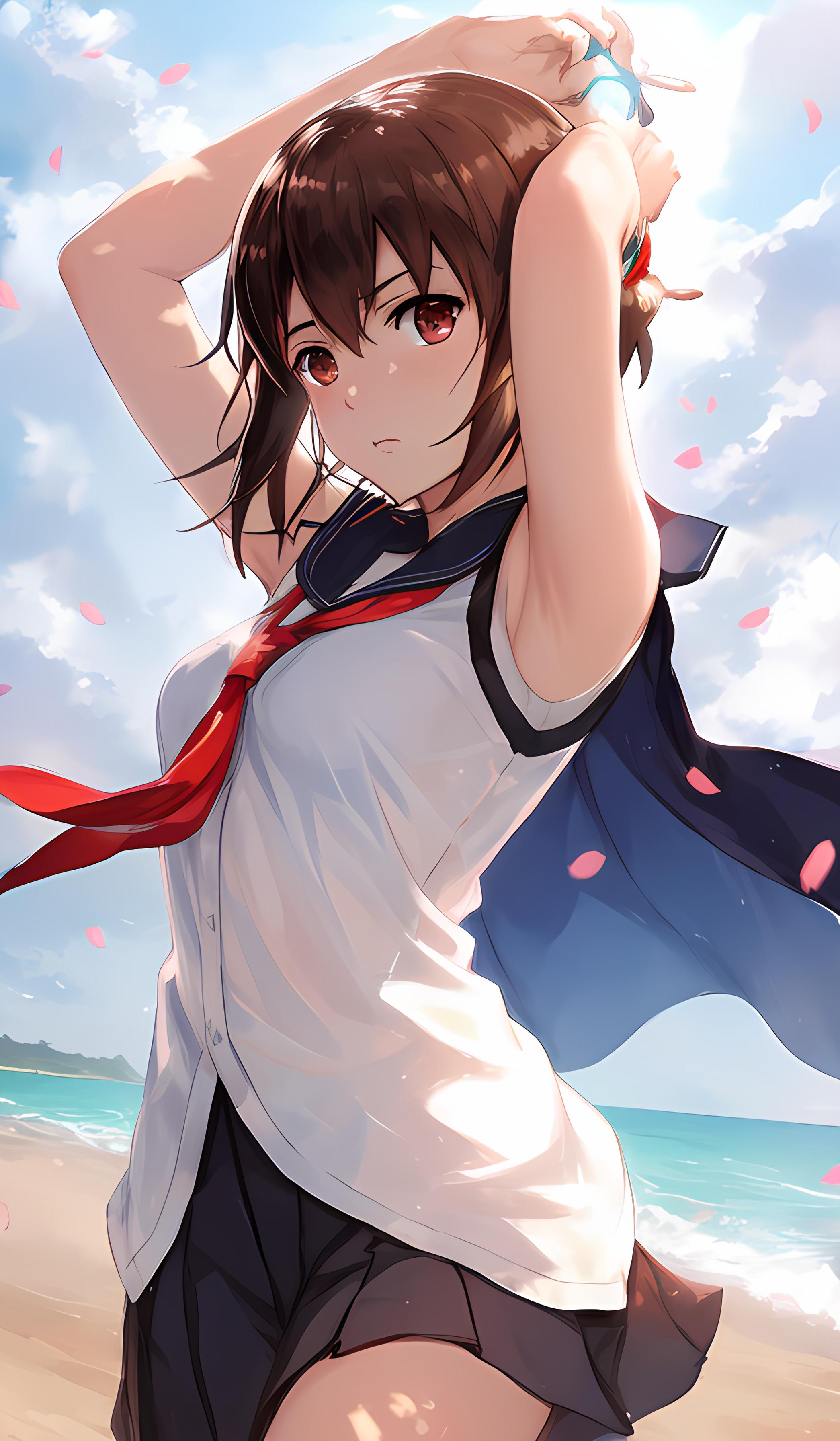 海滩的少女