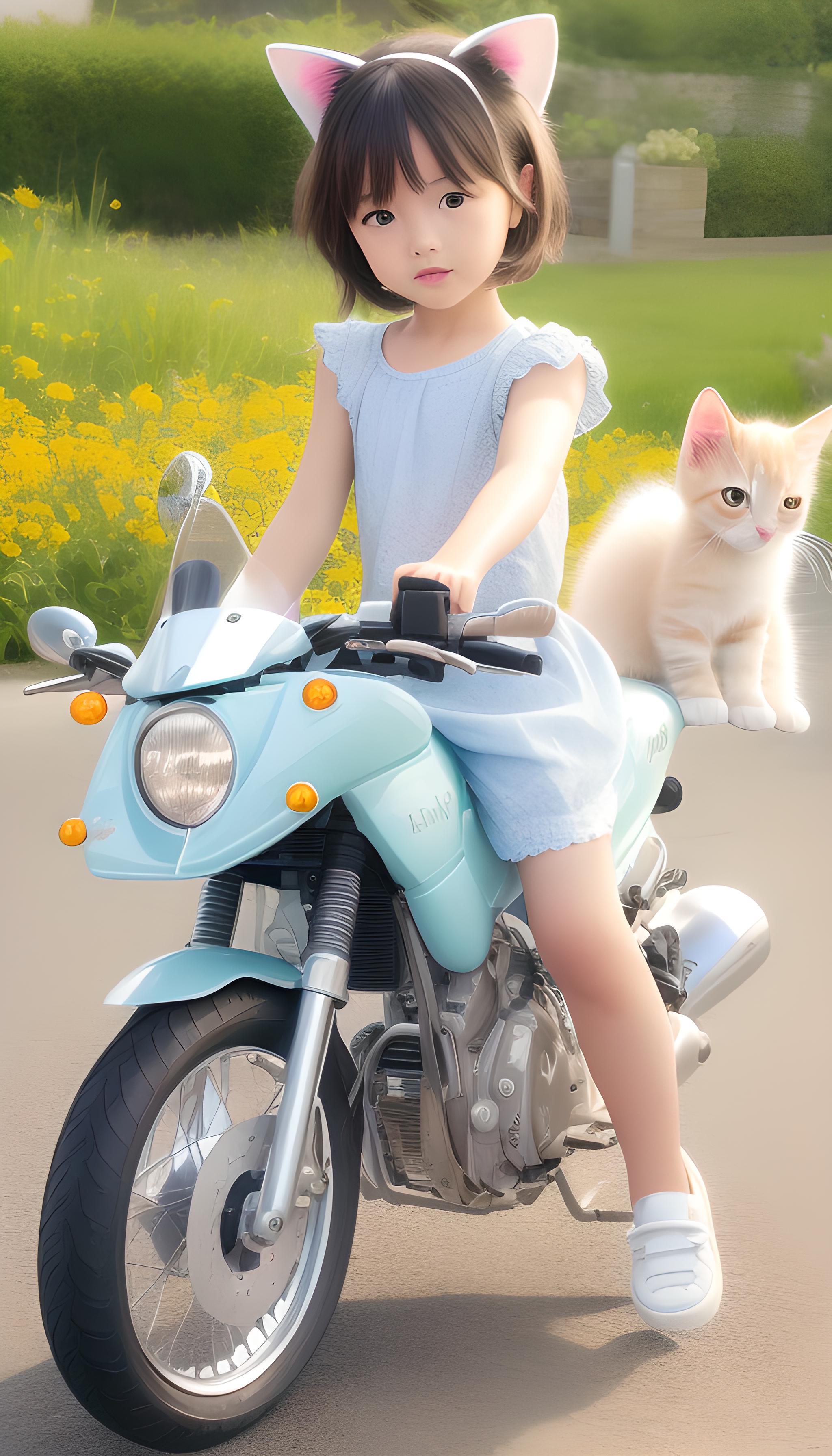 骑摩托车的小女孩