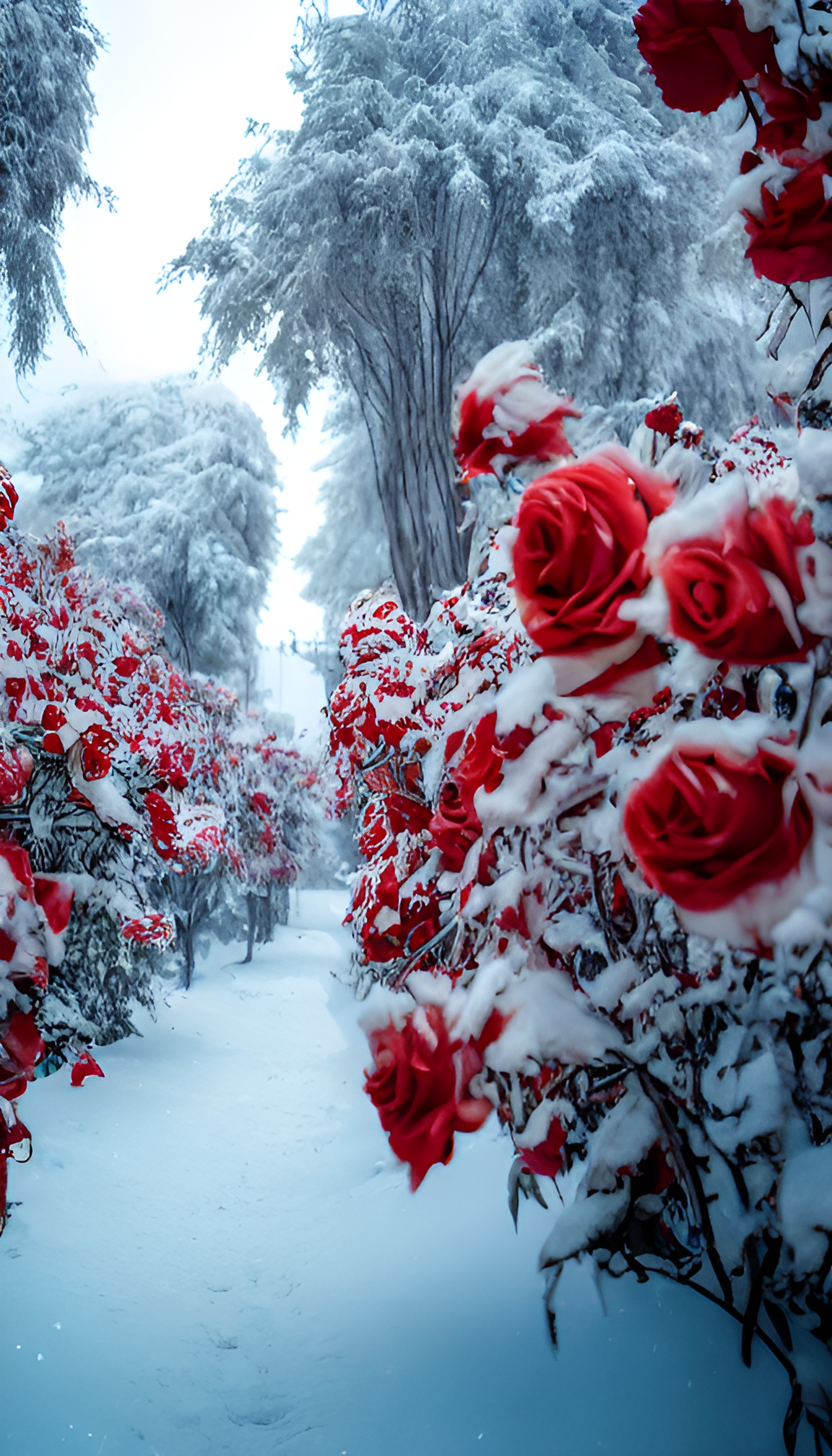 雪景玫瑰花