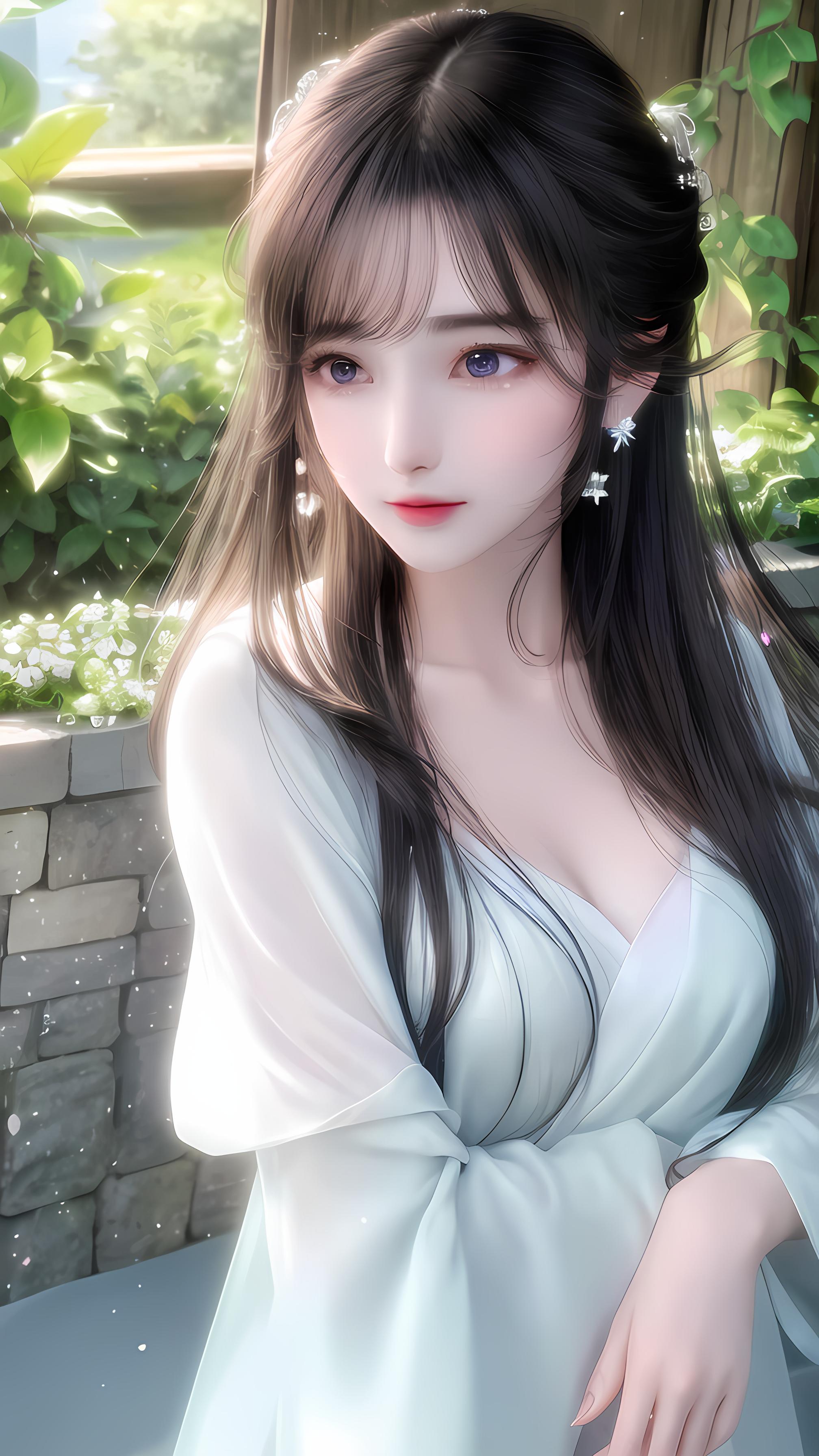 蓝色清纯少女(稳定绘画)